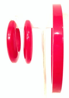 1930'S Bakelite Cherry Red Demi Parure Bracelet & Hoop Earrings