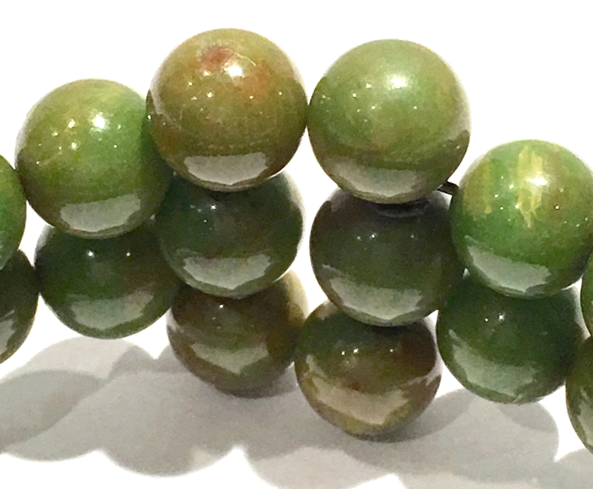 1930'S Bakelite Pea Green Round Bead Memory Bracelet 1