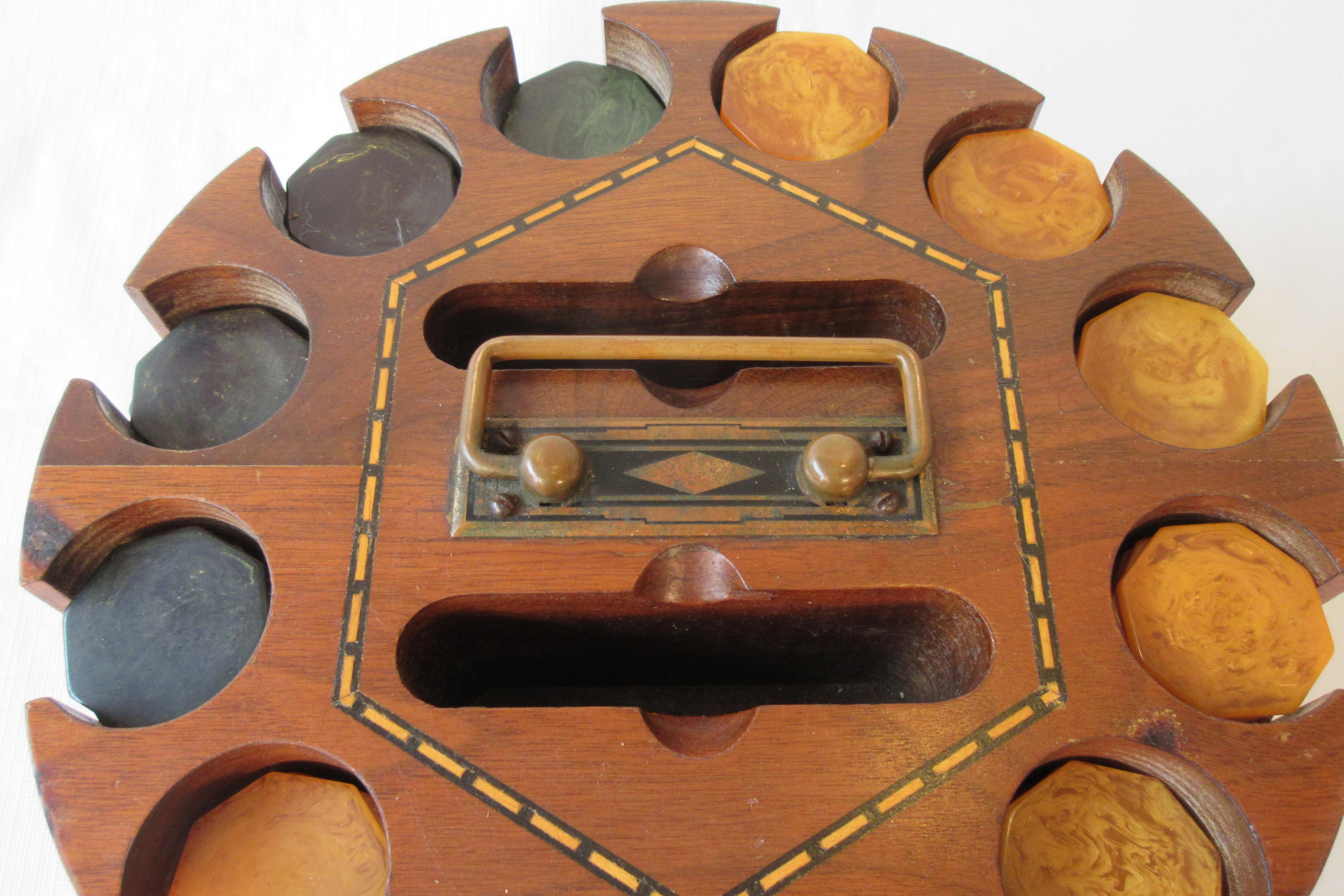 antique poker chip holder