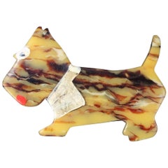 1930s Bakelite Scottie Dog Terrier Brooch Pin
