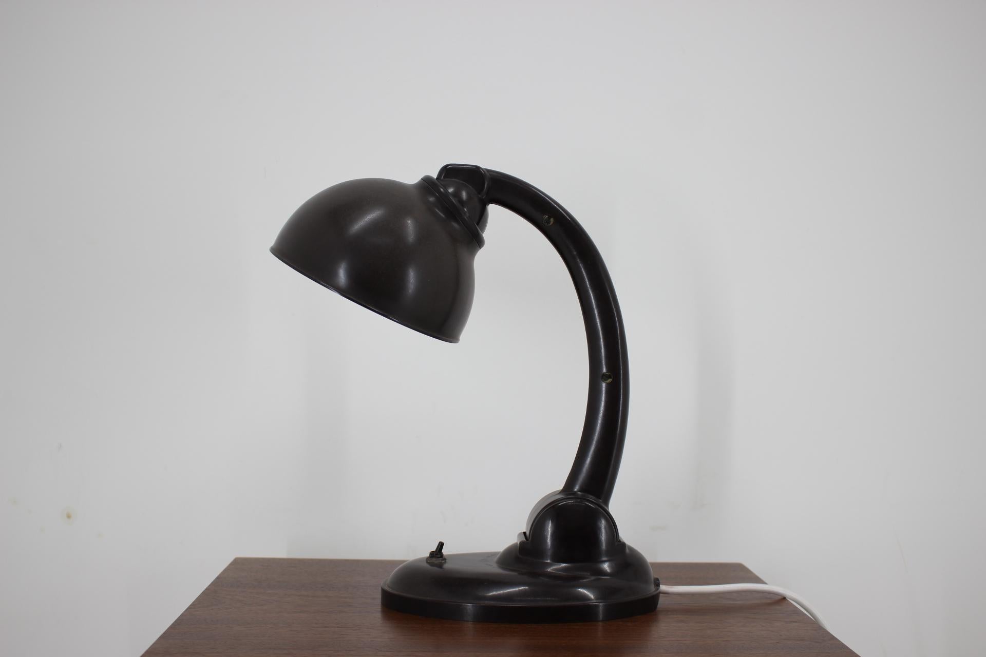 Art Deco 1930s Bakelite Table Lamp by Eric Kirkman Cole, Czechoslovakia