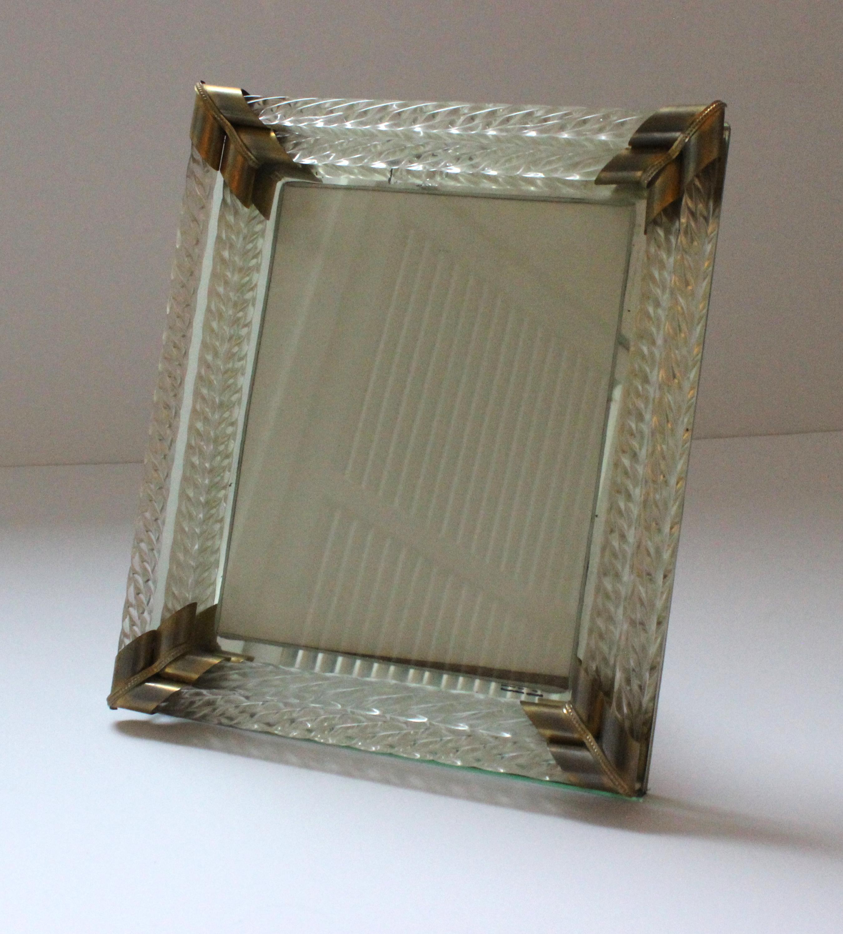 Italian 1930s Barovier E Toso Murano Photo Frame