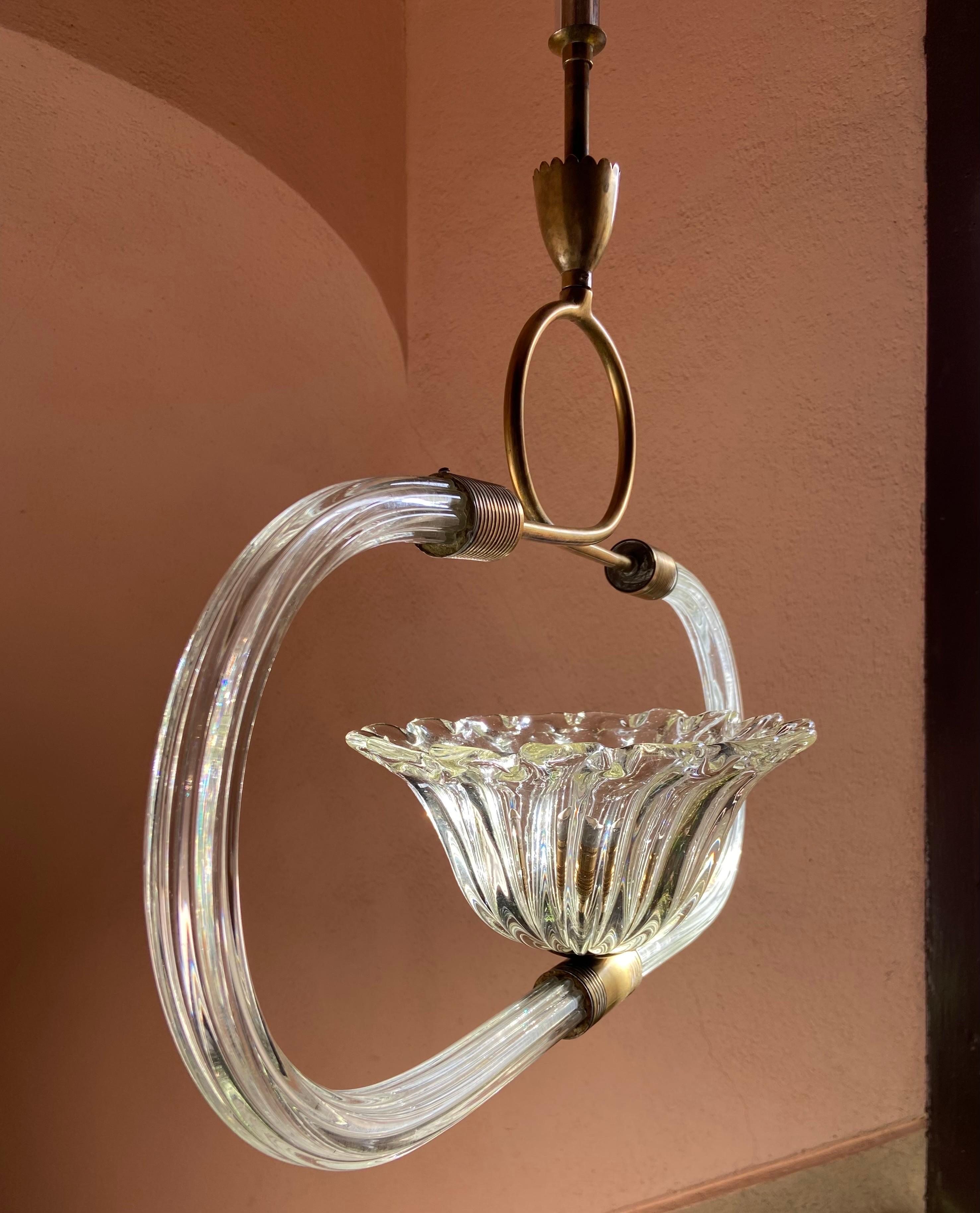 Mid-Century Modern 1930′S Barovier & Toso Murano glass chandelier  For Sale