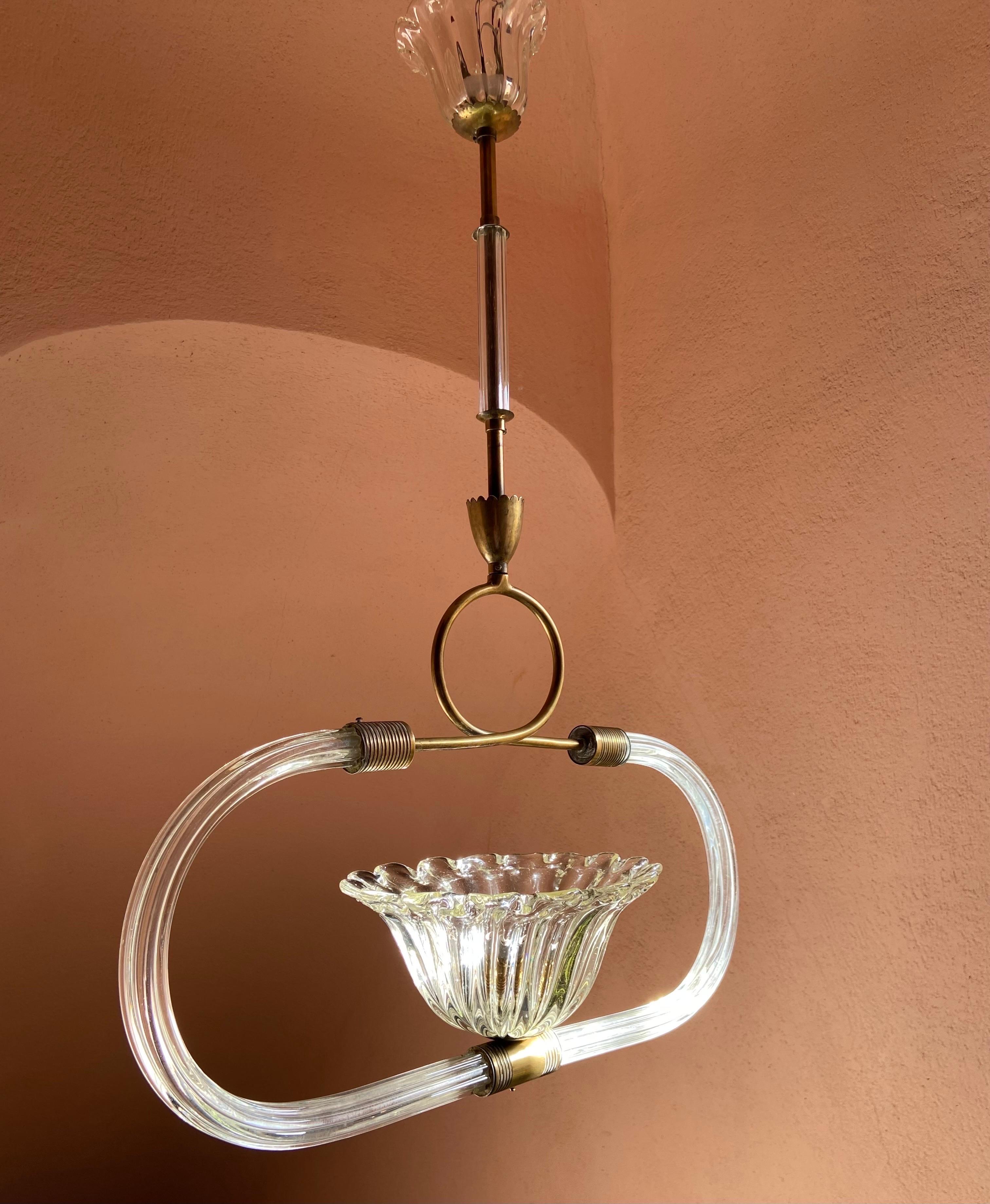 Italian 1930′S Barovier & Toso Murano glass chandelier  For Sale