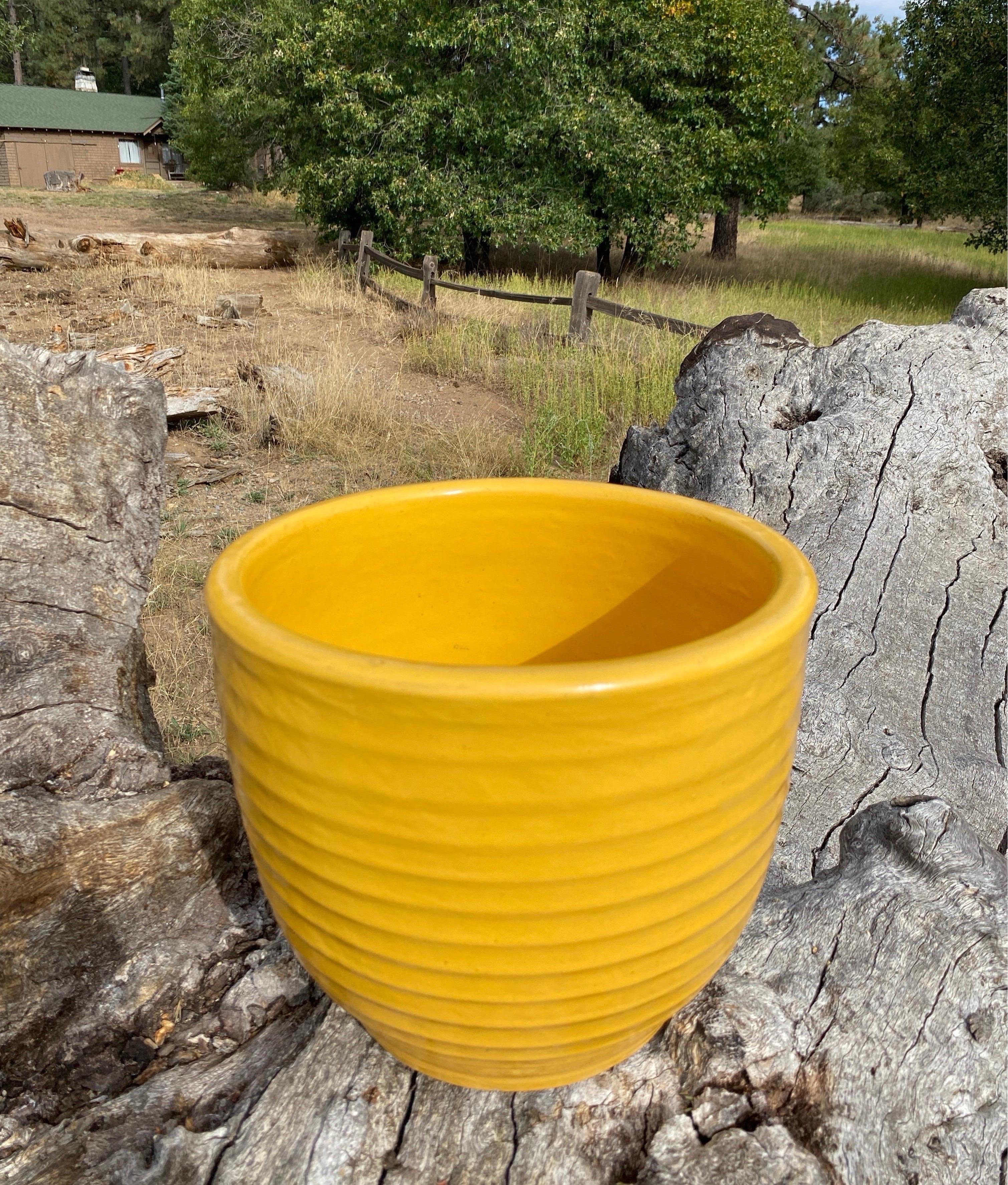 Arts and Crafts 1930's Bauer Pottery Arts & Crafts Ceramic Yellow Ringware Flower Pot Jardinière For Sale