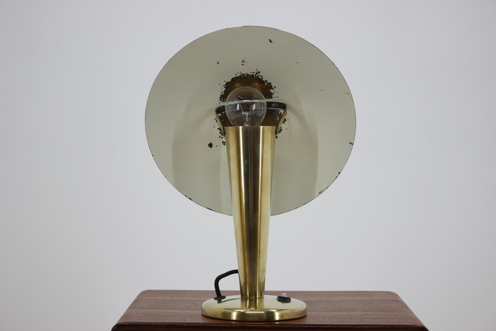 Czech 1930s Bauhaus Brass Table Lamp