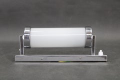 1930s Bauhaus Chrome and Milk Glass Tubular Wall Light, Czechoslovakia, Restored