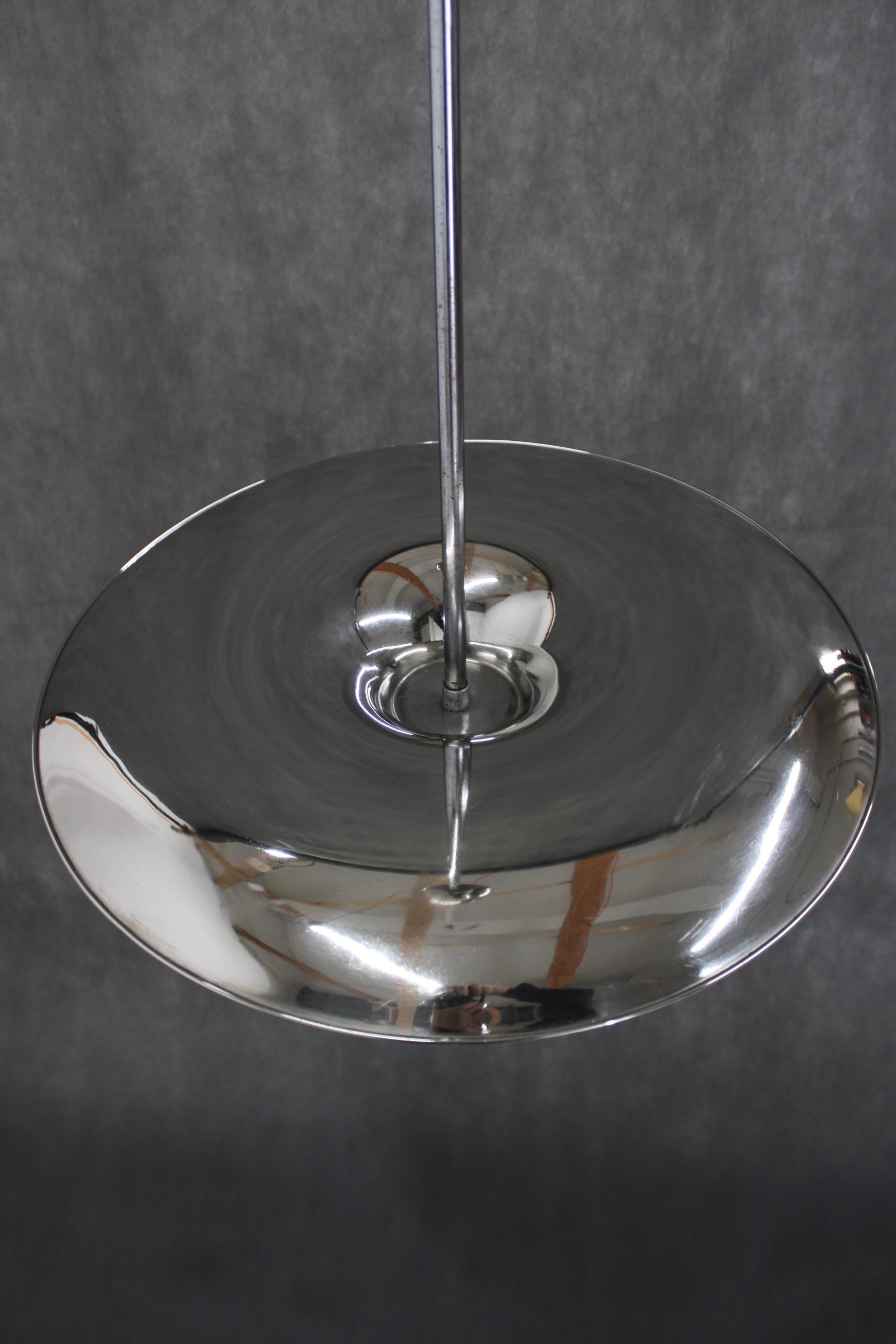 1930s Bauhaus Chrome Plated Chandelier by Anyz, Czechoslovakia For Sale 1