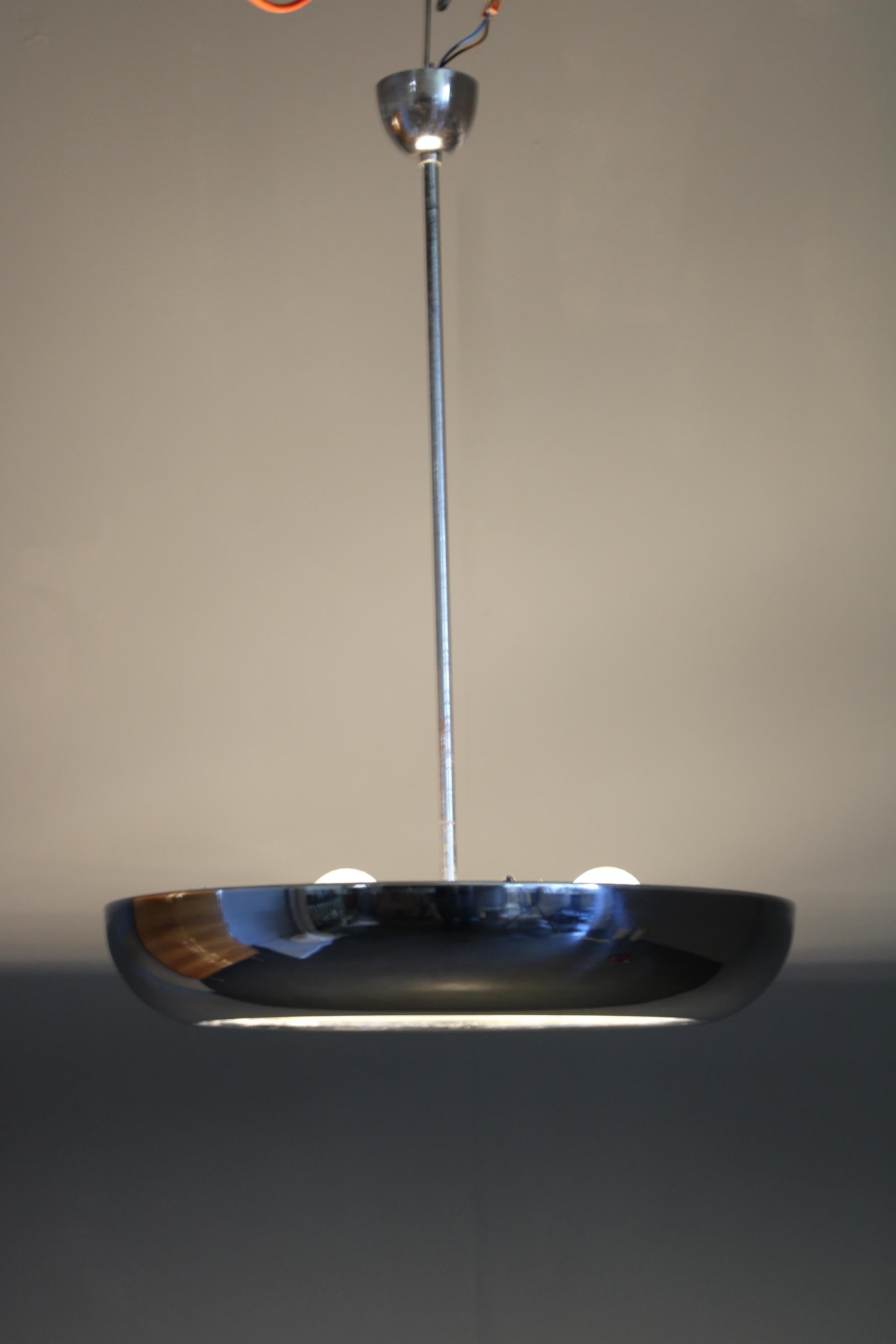 Bauhaus degli anni '30  Lampadario cromato 