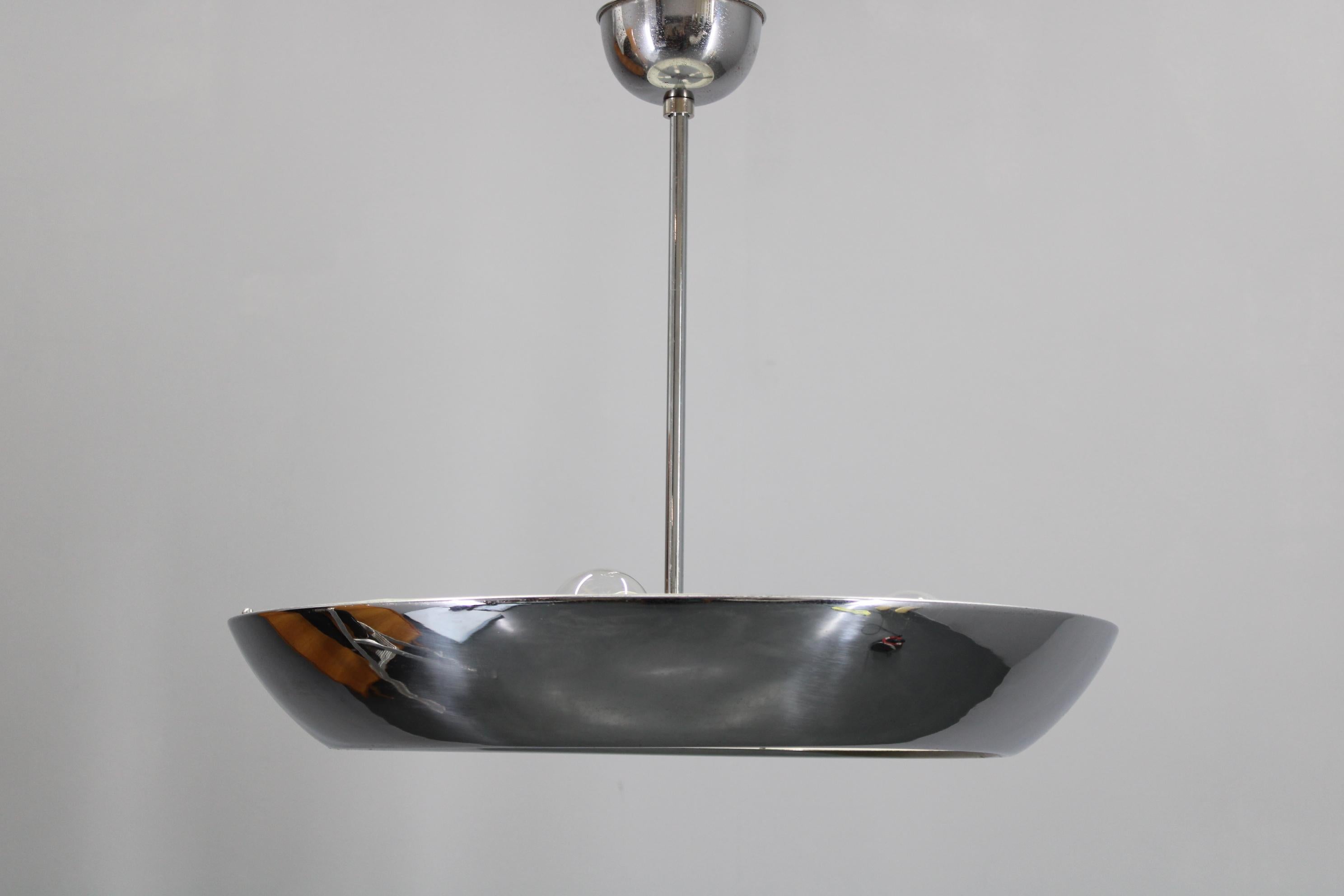 Czech 1930s Bauhaus  Chrome Plated Chandelier 