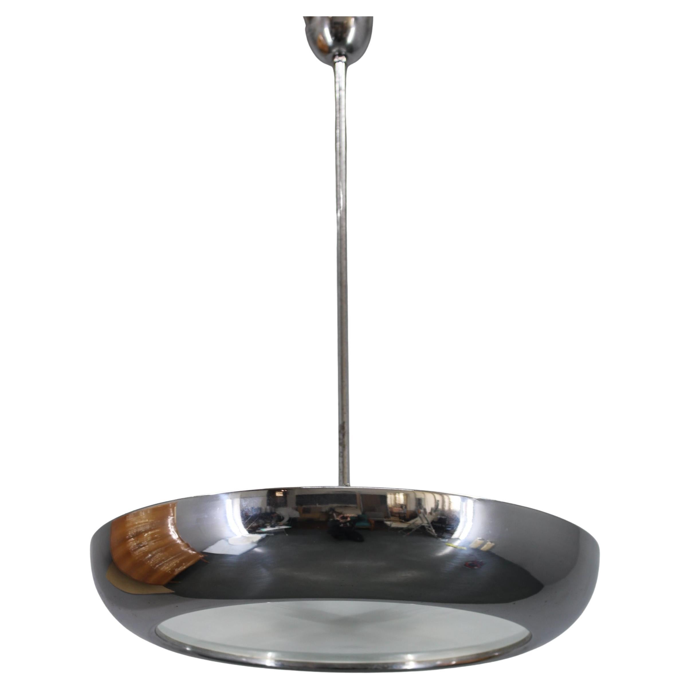 1930s Bauhaus  Chrome Plated Chandelier "UFO" by Josef Hurka for Napako