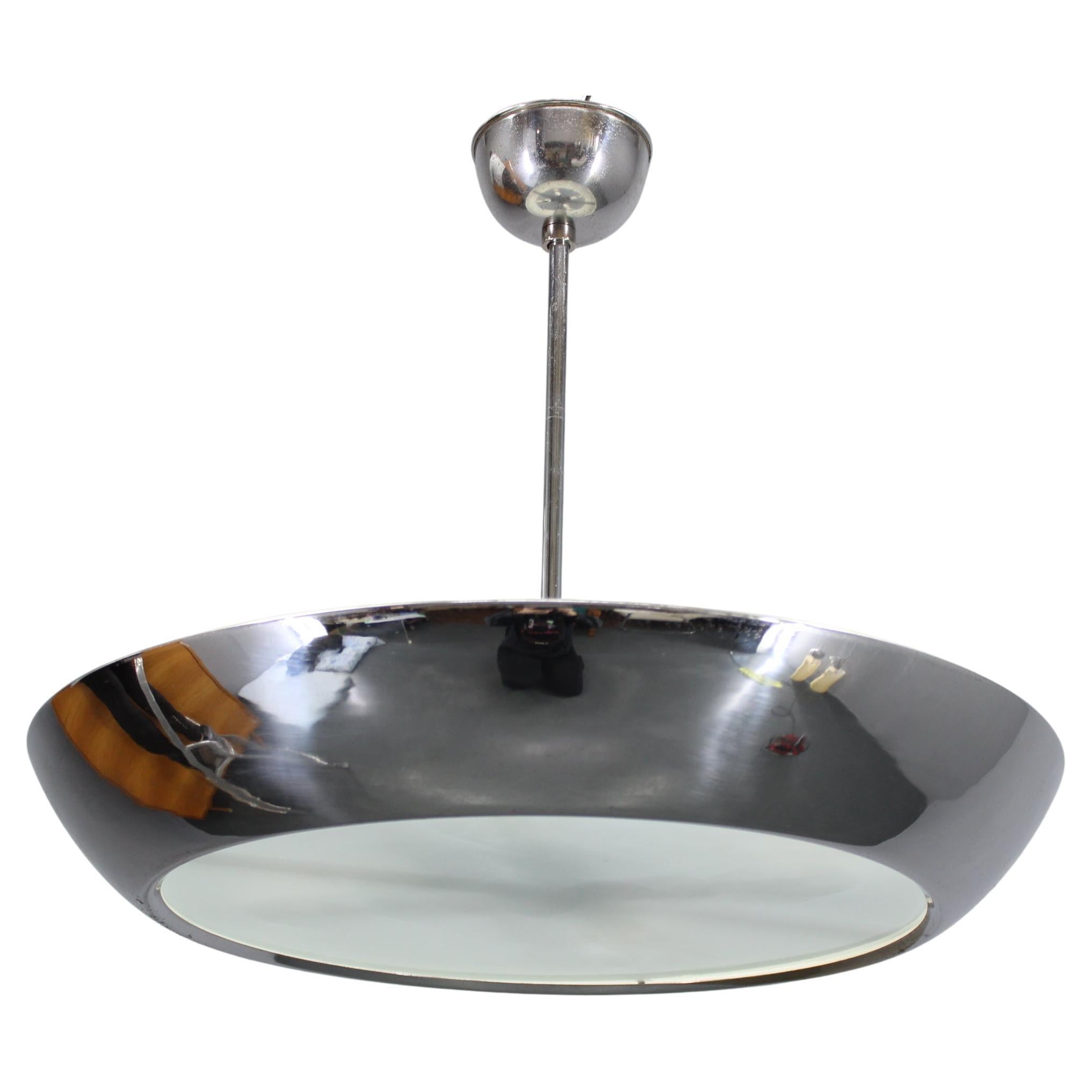 1930s Bauhaus  Chrome Plated Chandelier "UFO" by Josef Hurka for Napako