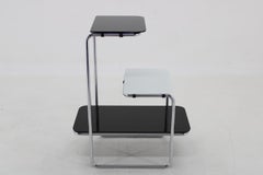 1930er Bauhaus Etagere verchromt mit Opaxglas, Tschechoslowakei