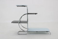 1930s Bauhaus Chrome Plated Etagere with Opaxy Glass, Czechoslovakia
