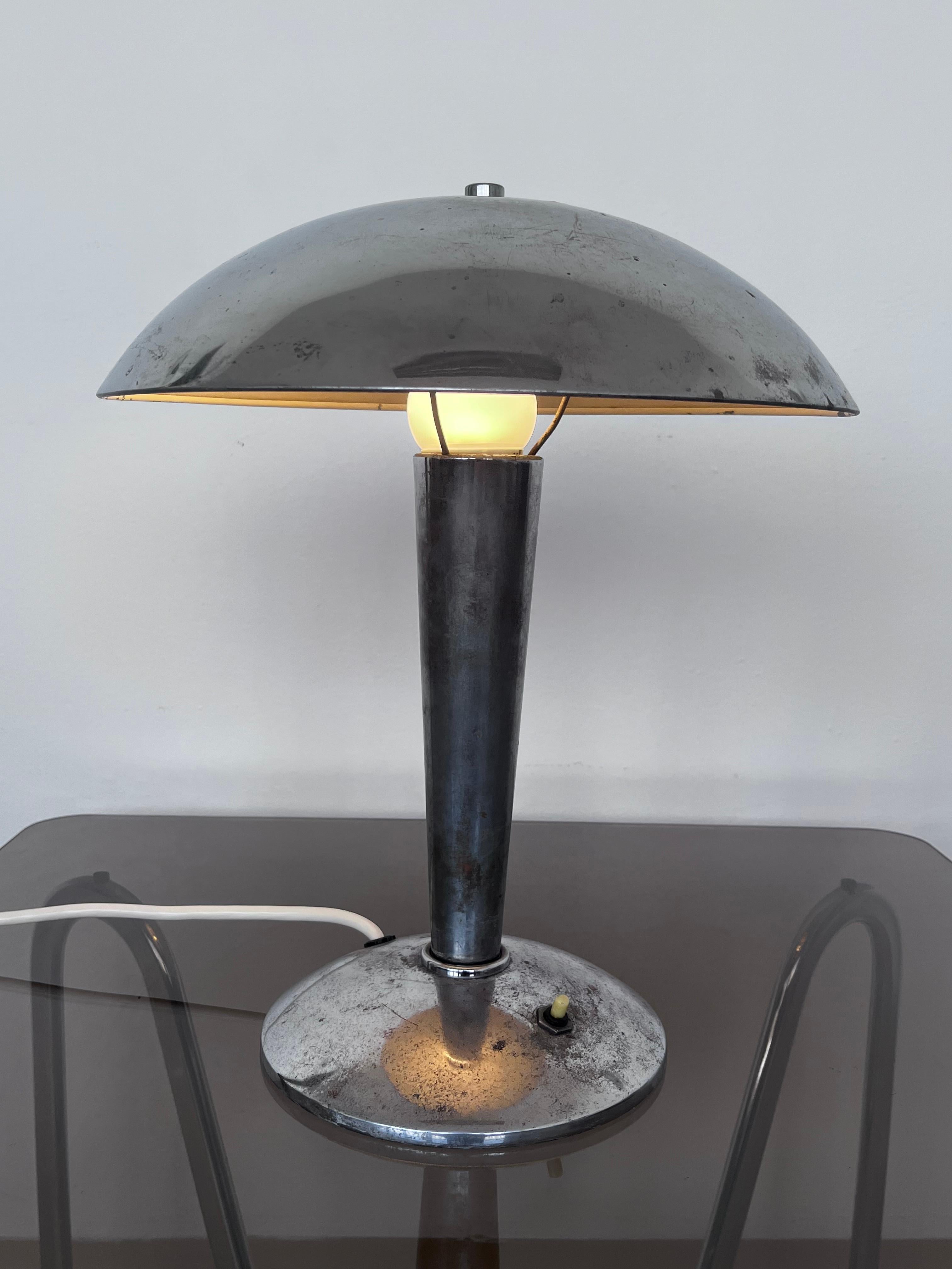 1930s Bauhaus chrome Table Lamp , Czechoslovakia In Good Condition For Sale In Praha, CZ