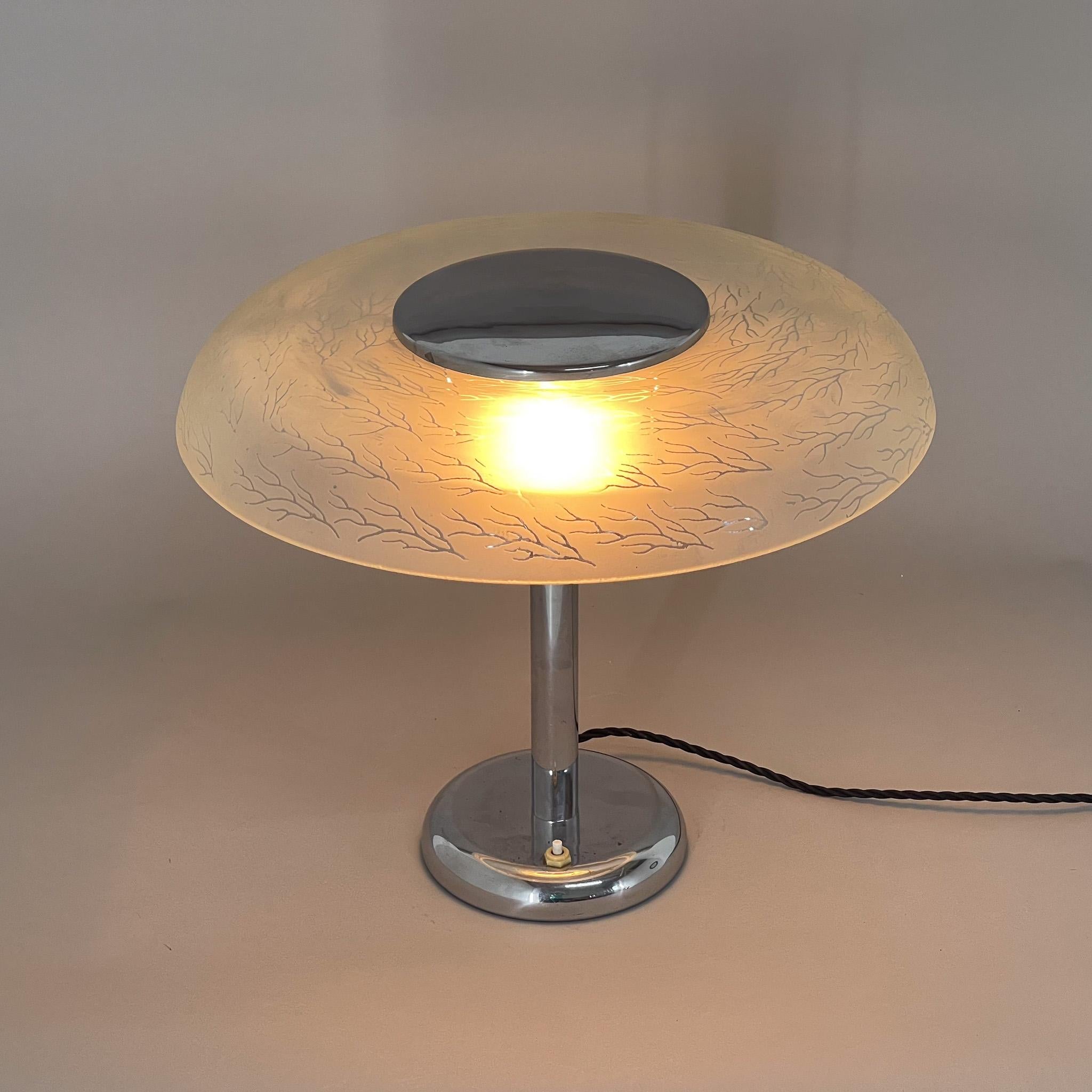 20th Century 1930s Bauhaus Chrome Table Lamp, Czechoslovakia For Sale