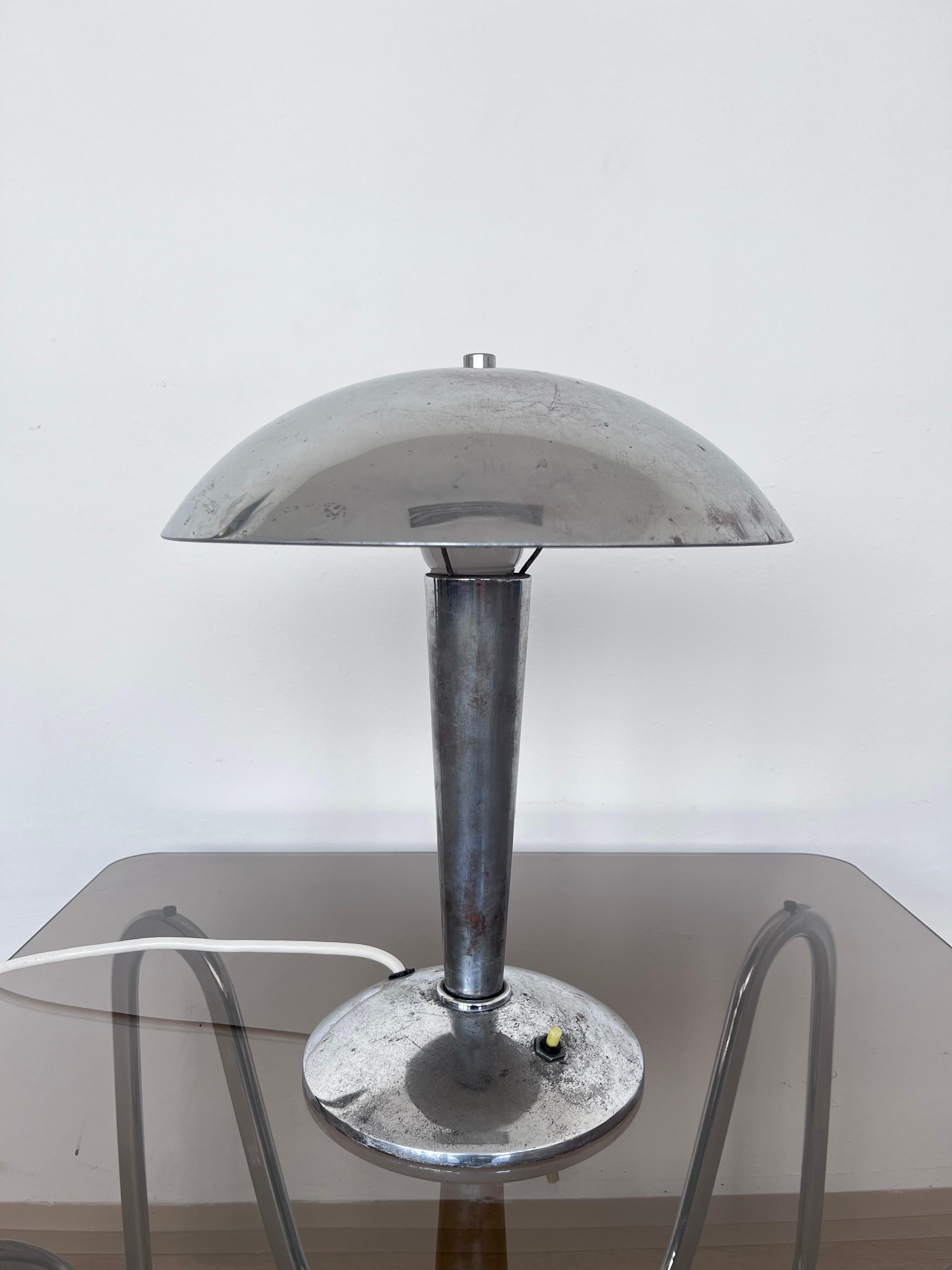 20th Century 1930s Bauhaus chrome Table Lamp , Czechoslovakia For Sale