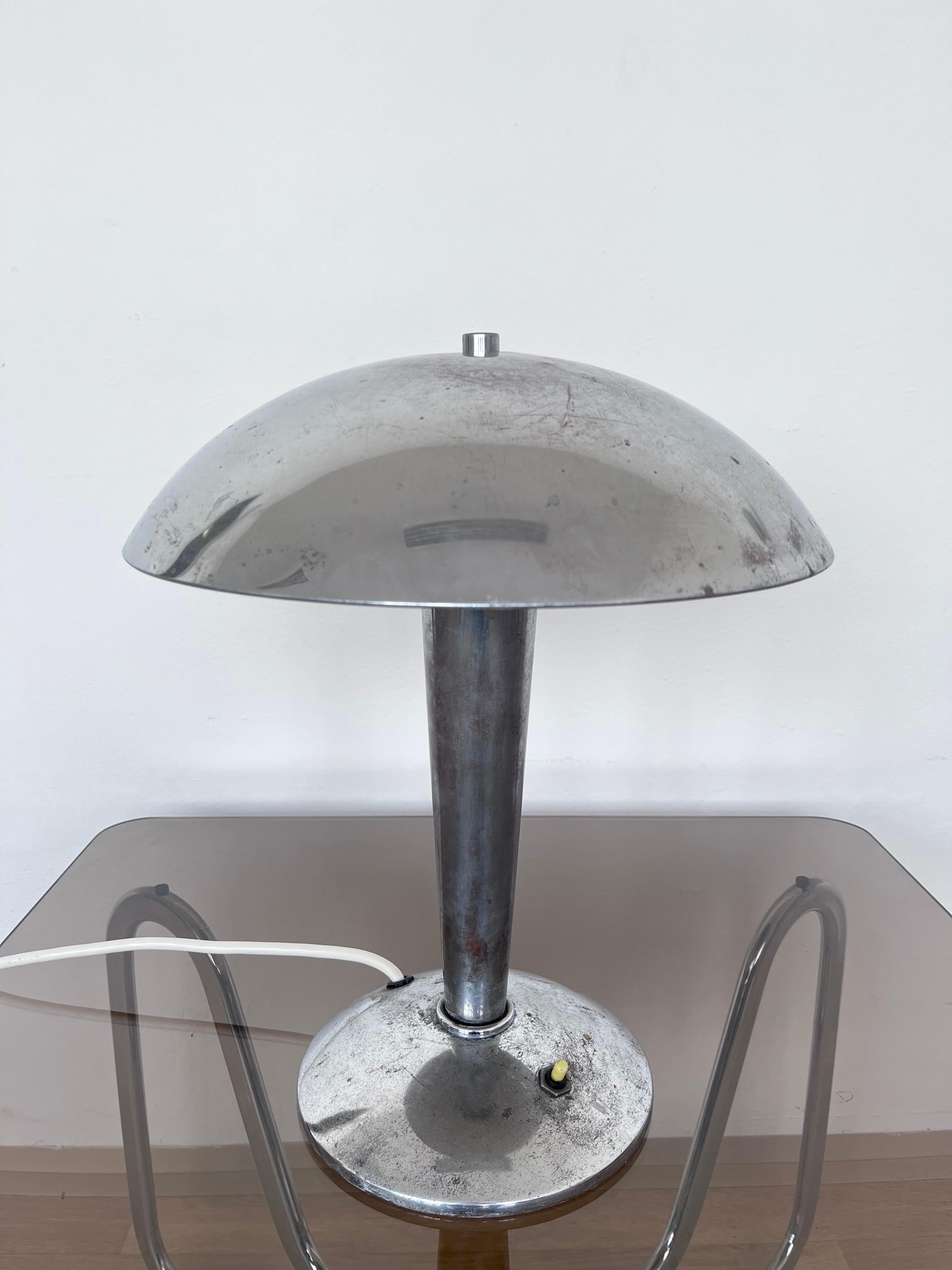 Metal 1930s Bauhaus chrome Table Lamp , Czechoslovakia For Sale