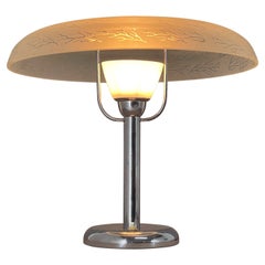 Lámpara de mesa cromada Bauhaus de los años 30, Checoslovaquia