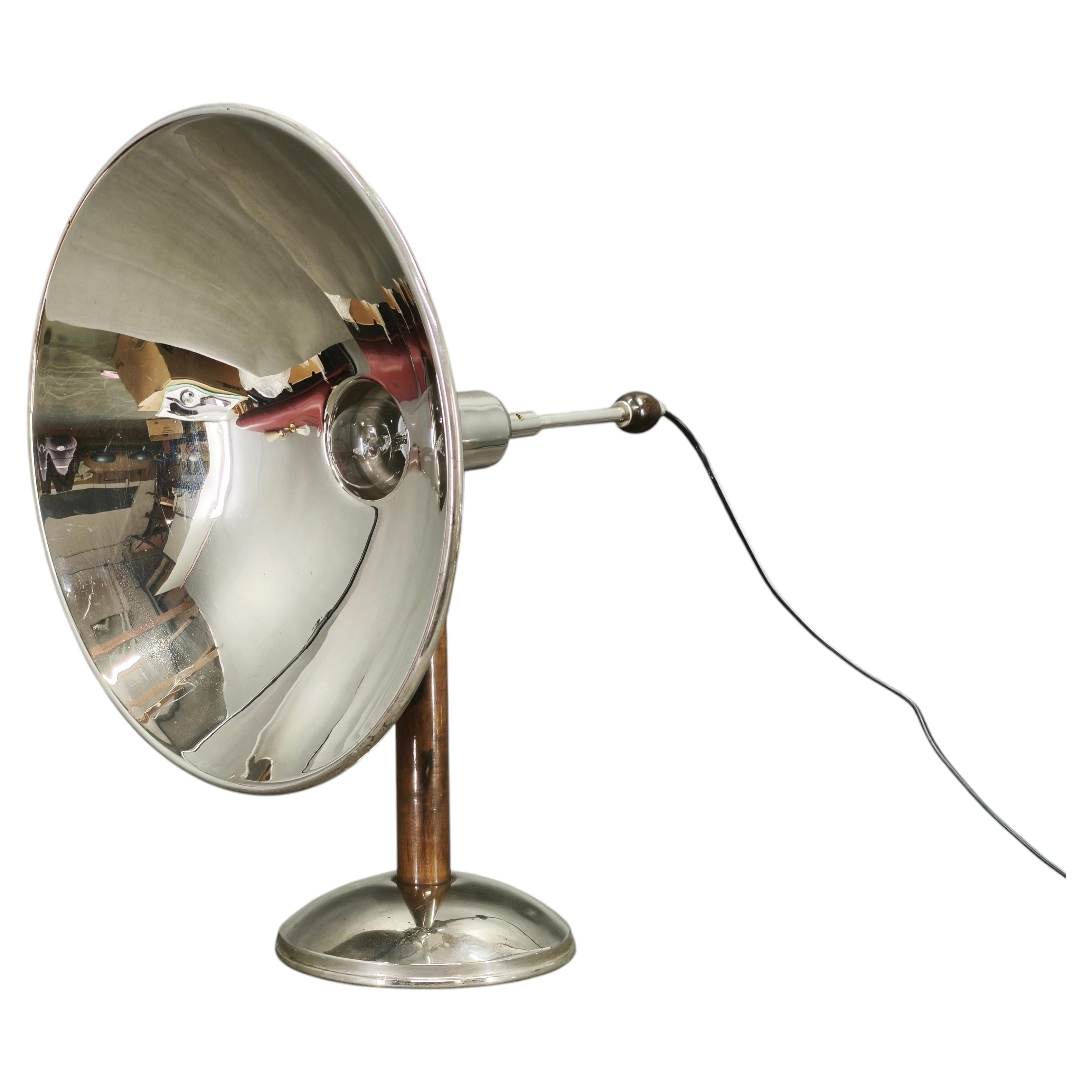 1930s Bauhaus Chrome Table Lamp with Beech Handle, Czechoslovakia