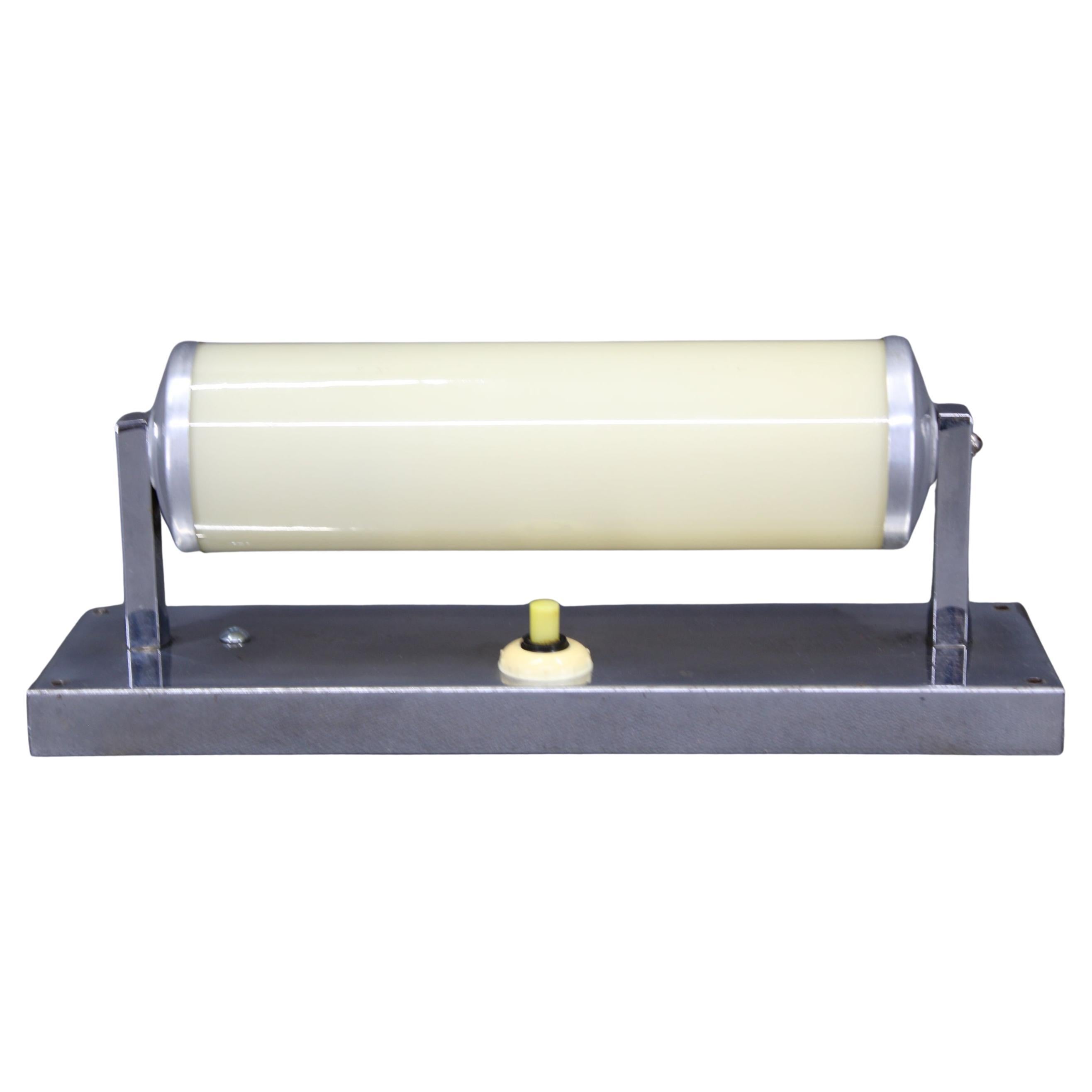 1930s Bauhaus Chrome Tubular Wall Light, Cream Glass Shade, Czechoslovakia, ESČ