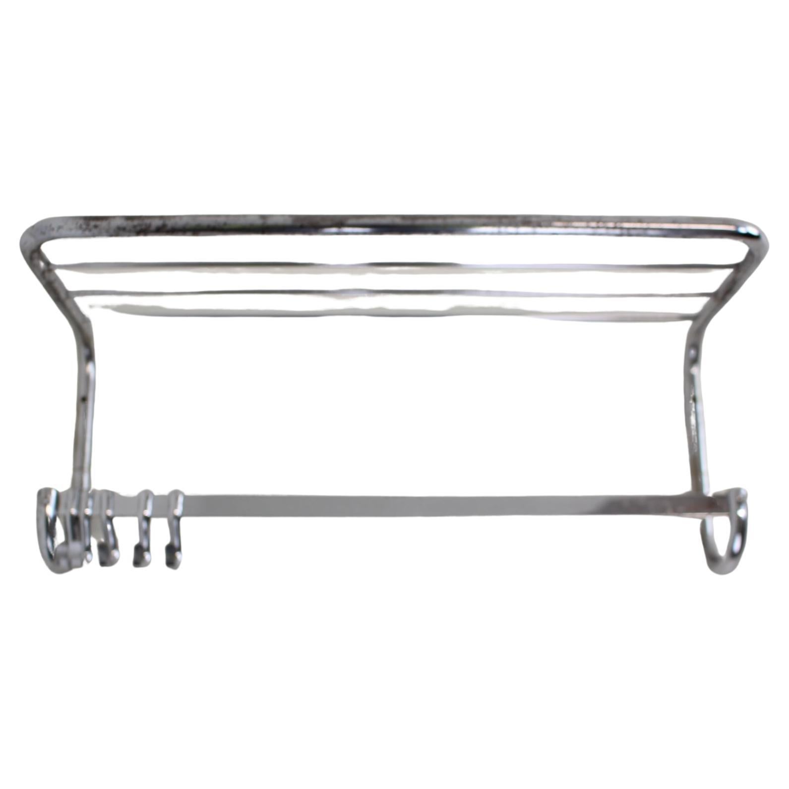 1930's Bauhaus Chrome Wall Coat Hanger For Sale