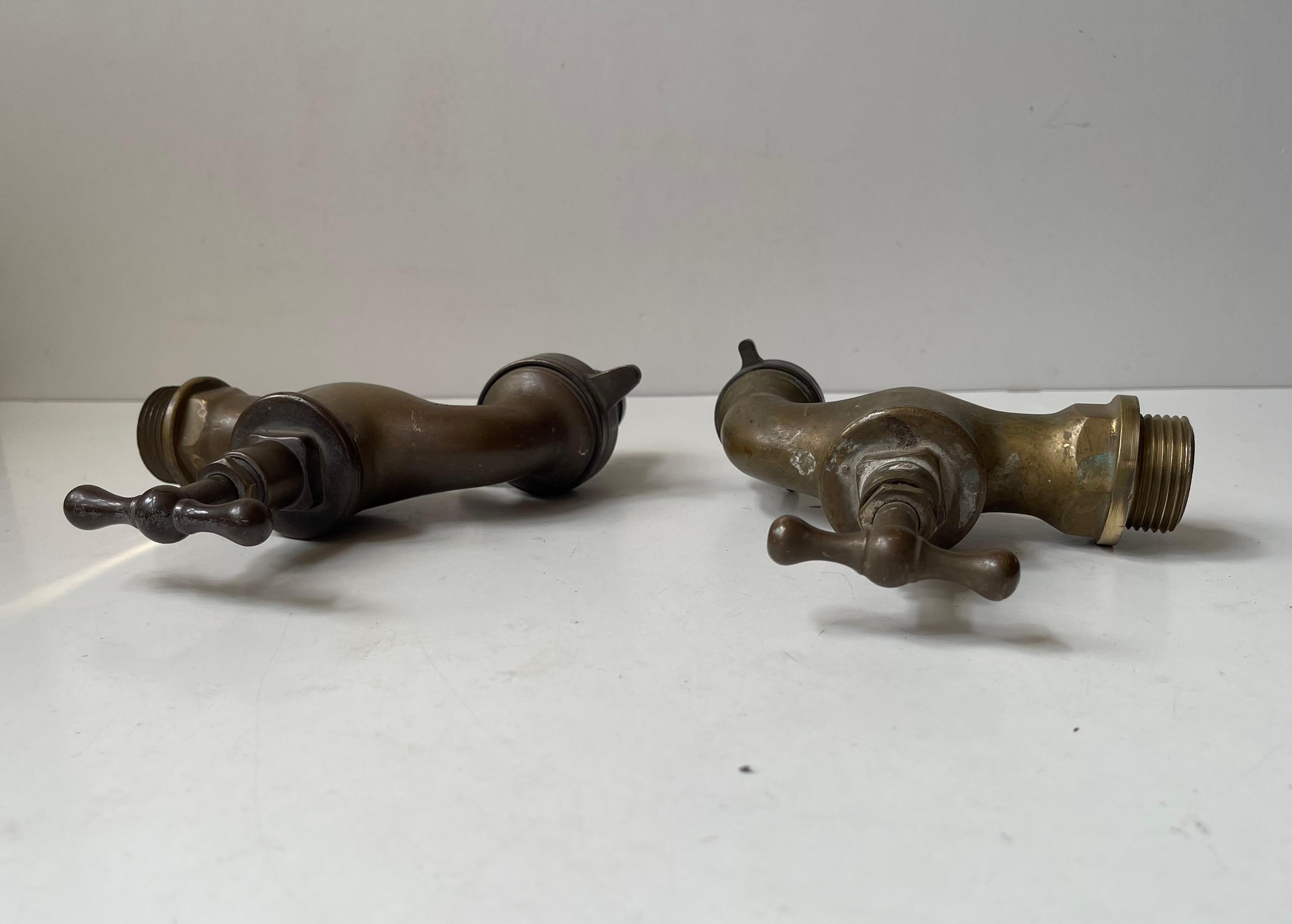 20th Century 1930s Bauhaus Era Solid Brass Garden Water Tap's - Faucet ´s For Sale