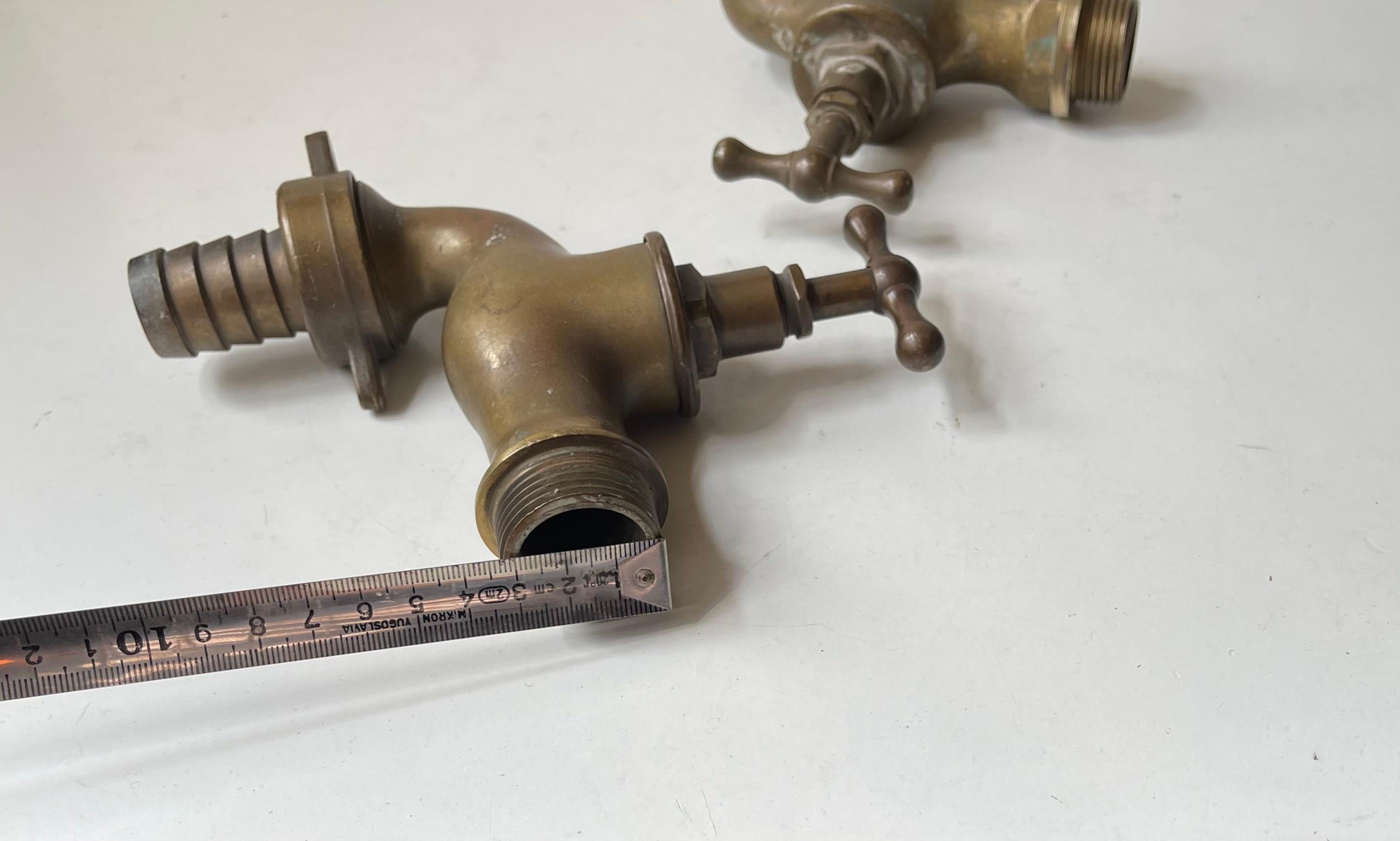 1930s Bauhaus Era Solid Brass Garden Water Tap's - Faucet ´s For Sale 3