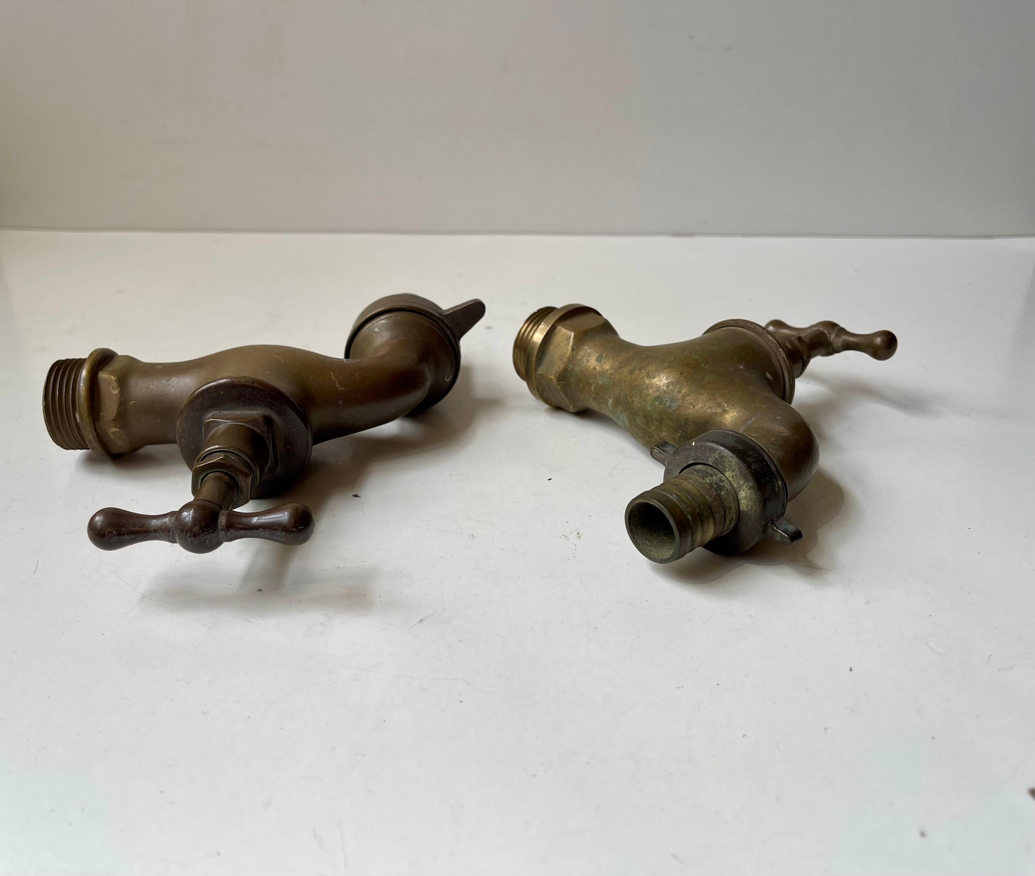 1930s Bauhaus Era Solid Brass Garden Water Tap's - Faucet ´s For Sale 4