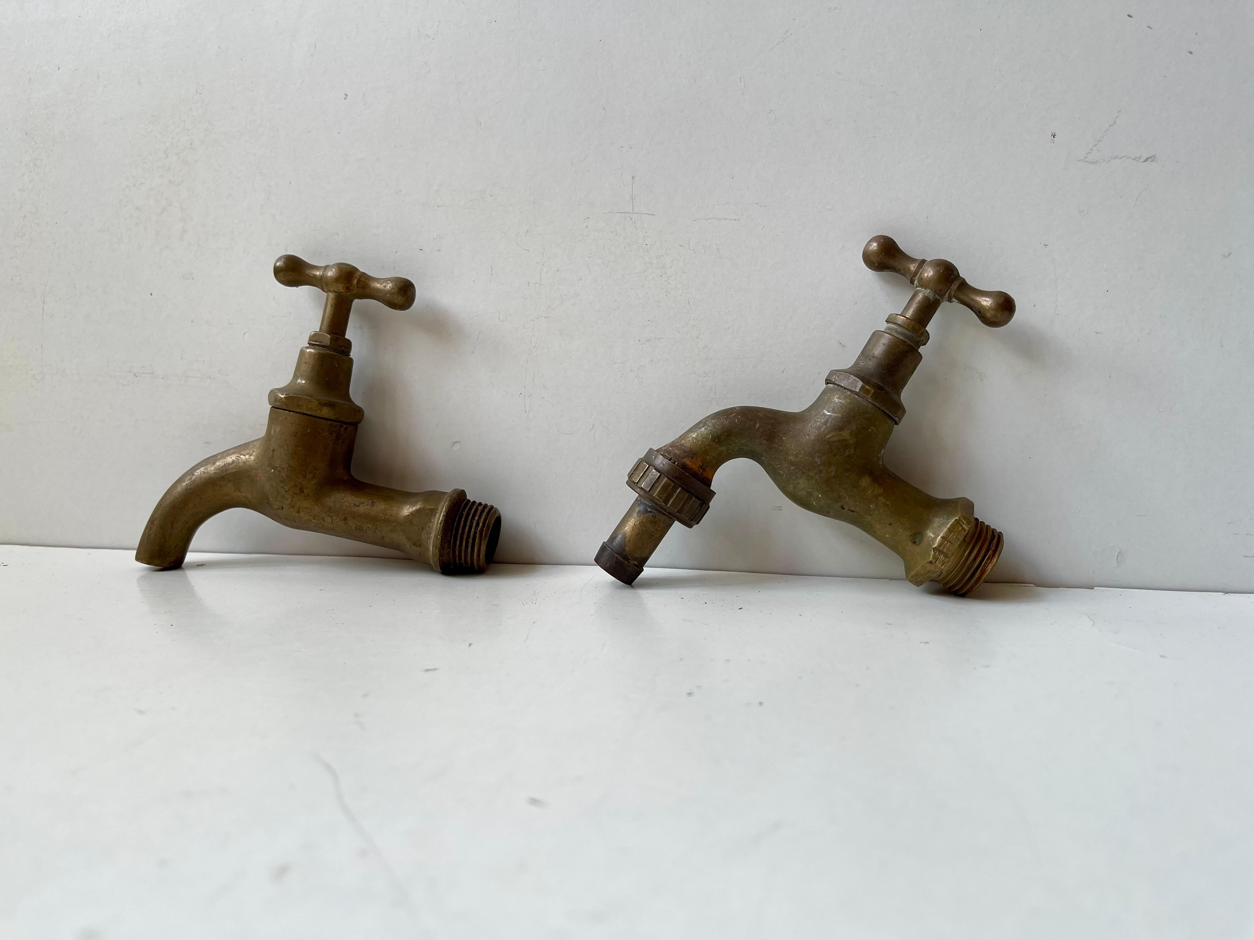 European 1930s Bauhaus Era Solid Brass Water Tap's - Faucet ´s For Sale