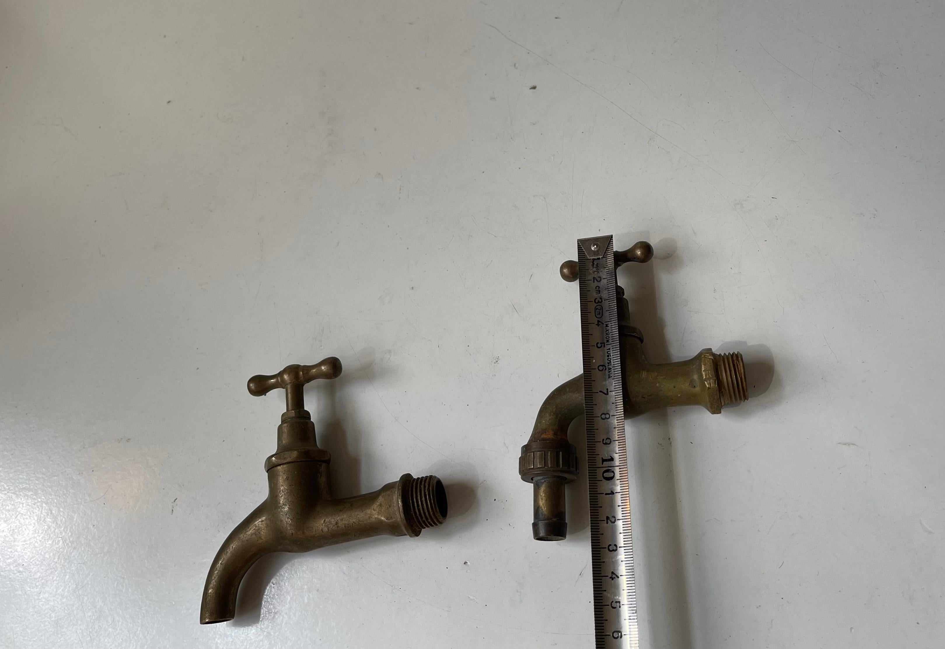 1930s Bauhaus Era Solid Brass Water Tap's - Faucet ´s For Sale 3