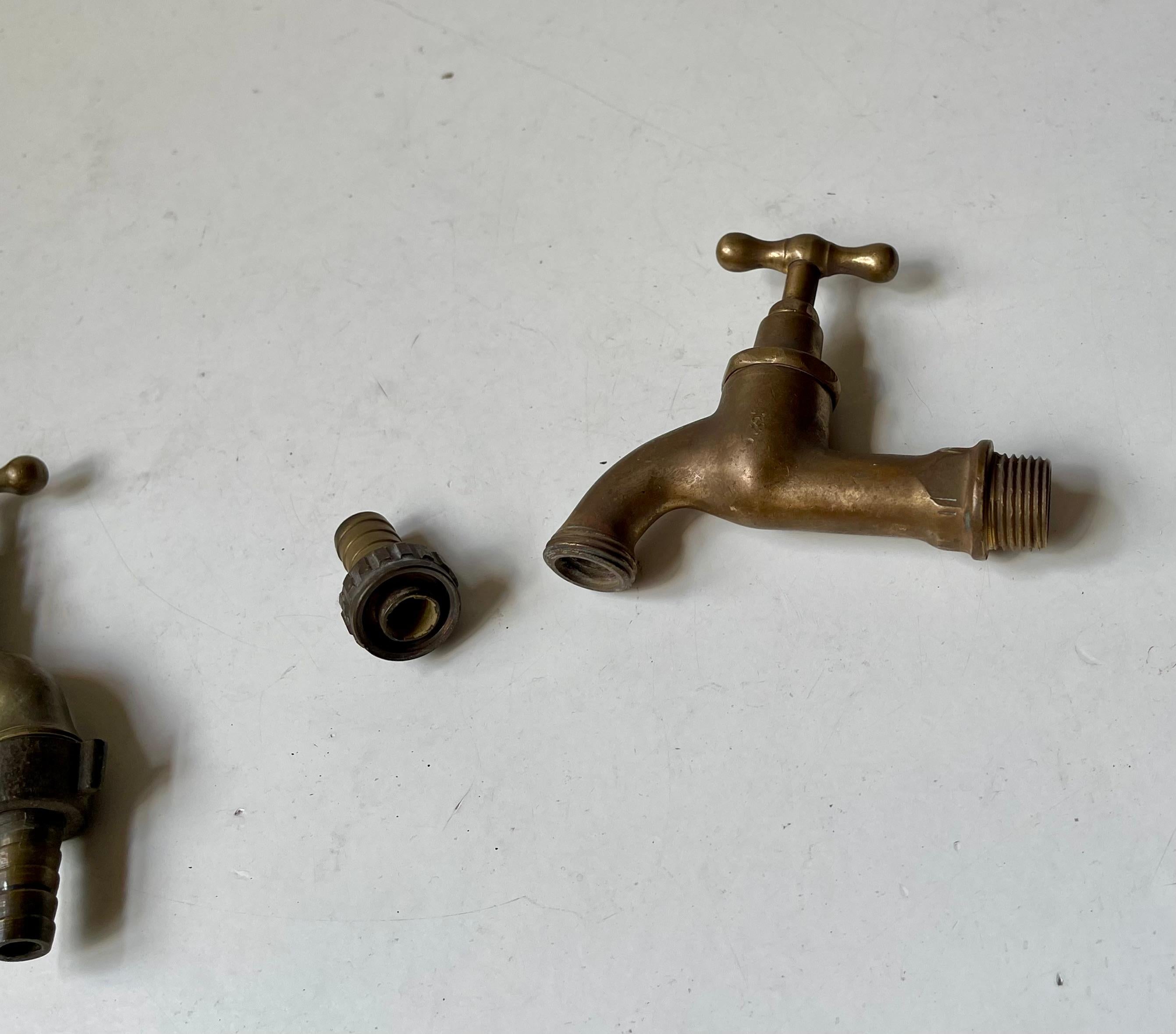 1930s Bauhaus Era Solid Brass Water Tap's - Faucet ´s For Sale 3