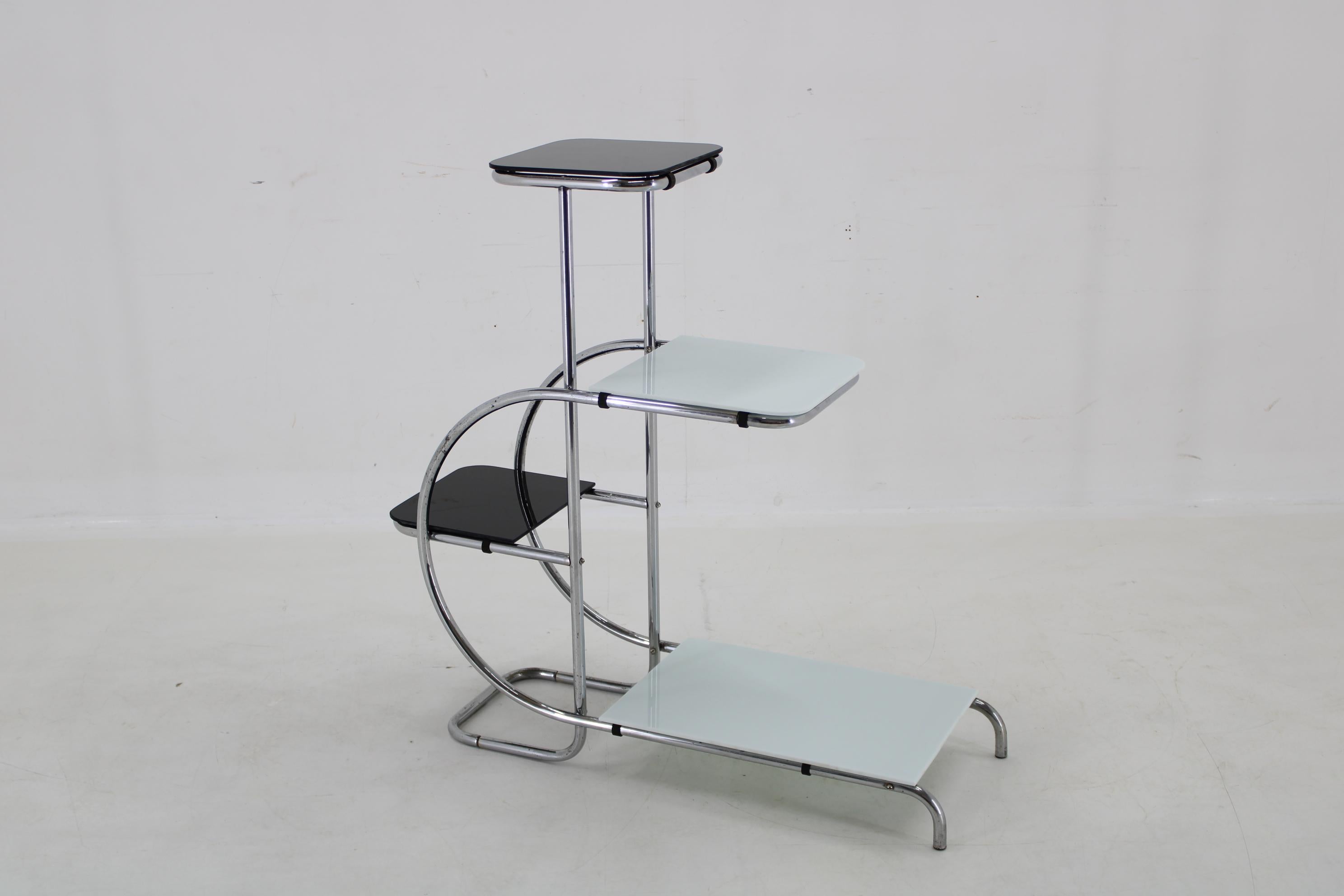 Mid-20th Century 1930s Bauhaus Flower Stand with Glass, Czechoslovakia For Sale
