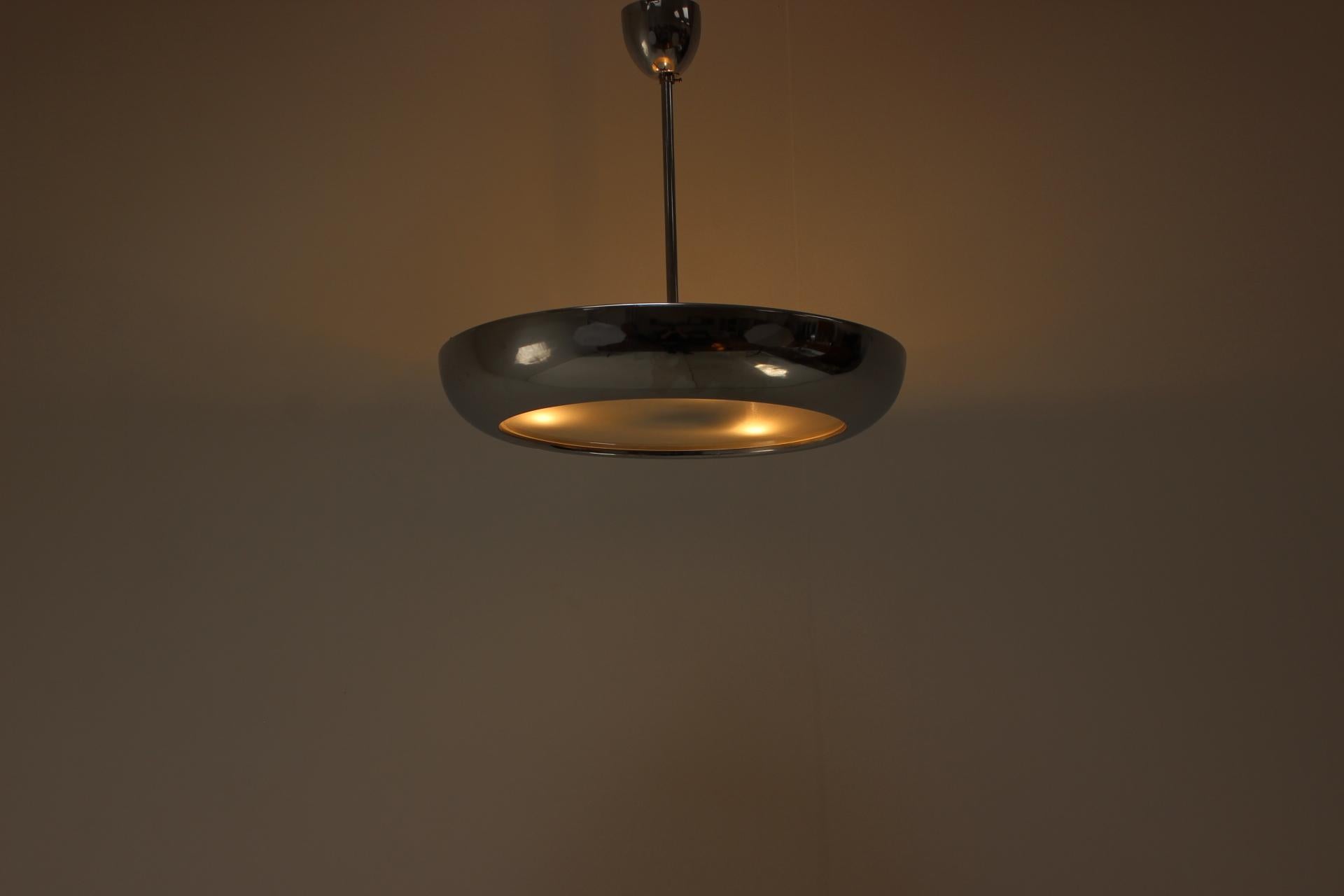 1930s Bauhaus / Functionalist Chrome UFO Chandelier by Napako For Sale 1
