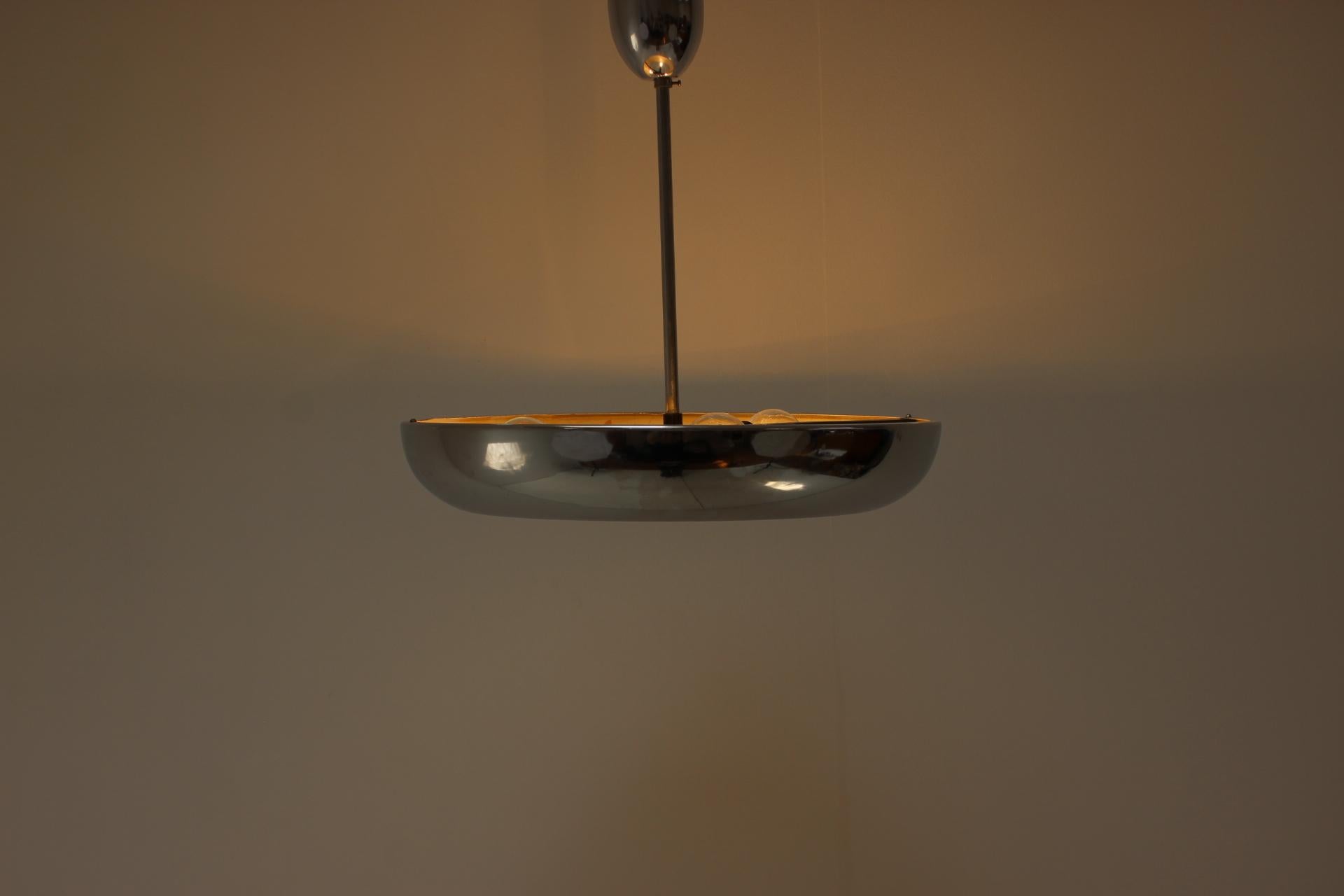 1930s Bauhaus / Functionalist Chrome UFO Chandelier by Napako For Sale 2