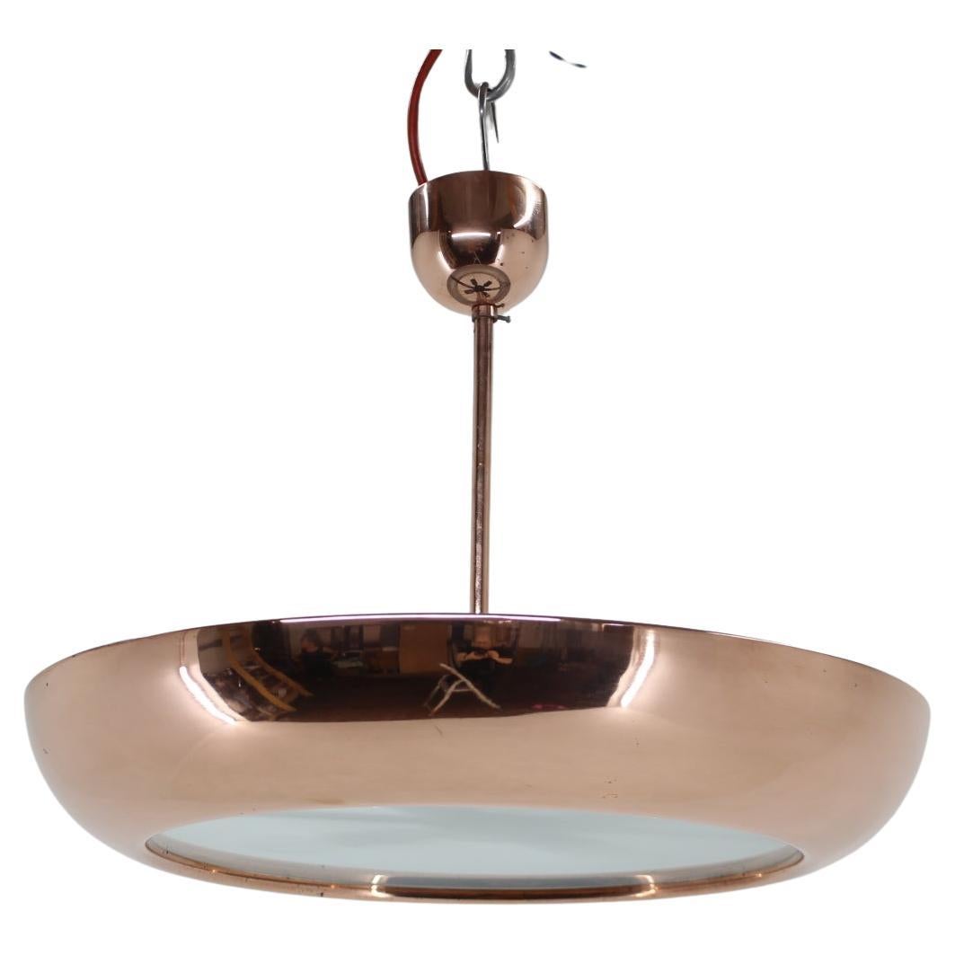 1930s Bauhaus / Functionalist Copper Chandelier UFO by Josef Hurka, 4 items avai For Sale