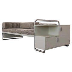 1930s Bauhaus Multifunctional Daybed, Robert Slezák, Tubular Steel, Storage Unit