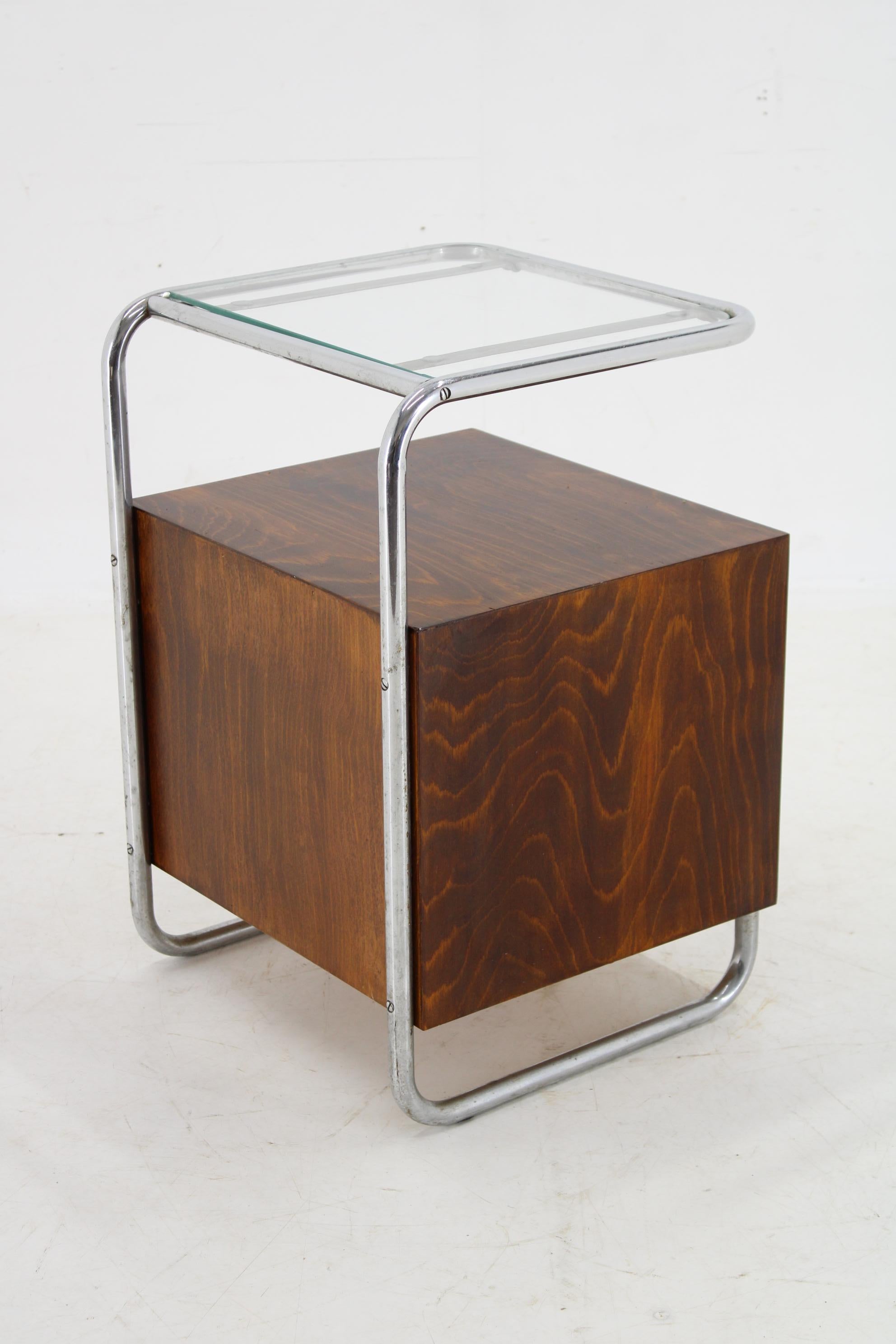 Chrome 1930s Bauhaus Nightstand by Vichr a Spol., Czechoslovakia