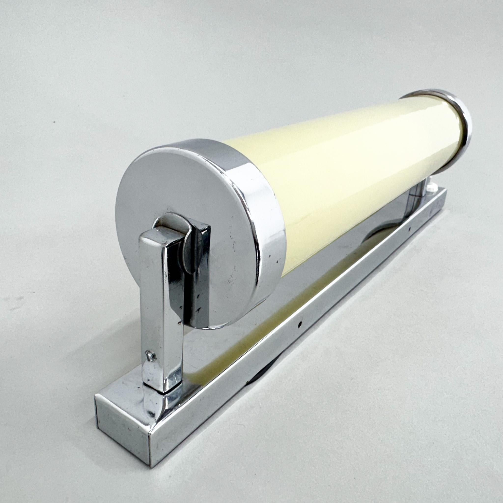 Opaline Glass 1930's Bauhaus or Functionalist Chrome Wall Lamp
