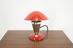 1930s Bauhaus Red Small Table Lamp, Czechoslovakia