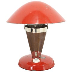 1930s Bauhaus Red Small Table Lamp, Czechoslovakia