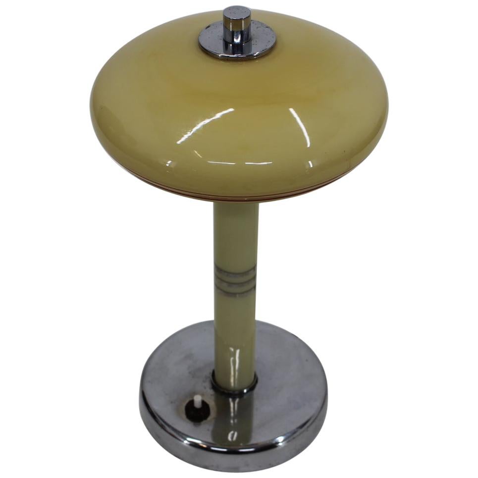 1930s Bauhaus Table Chrome/Glass Lamp, Czechoslovakia