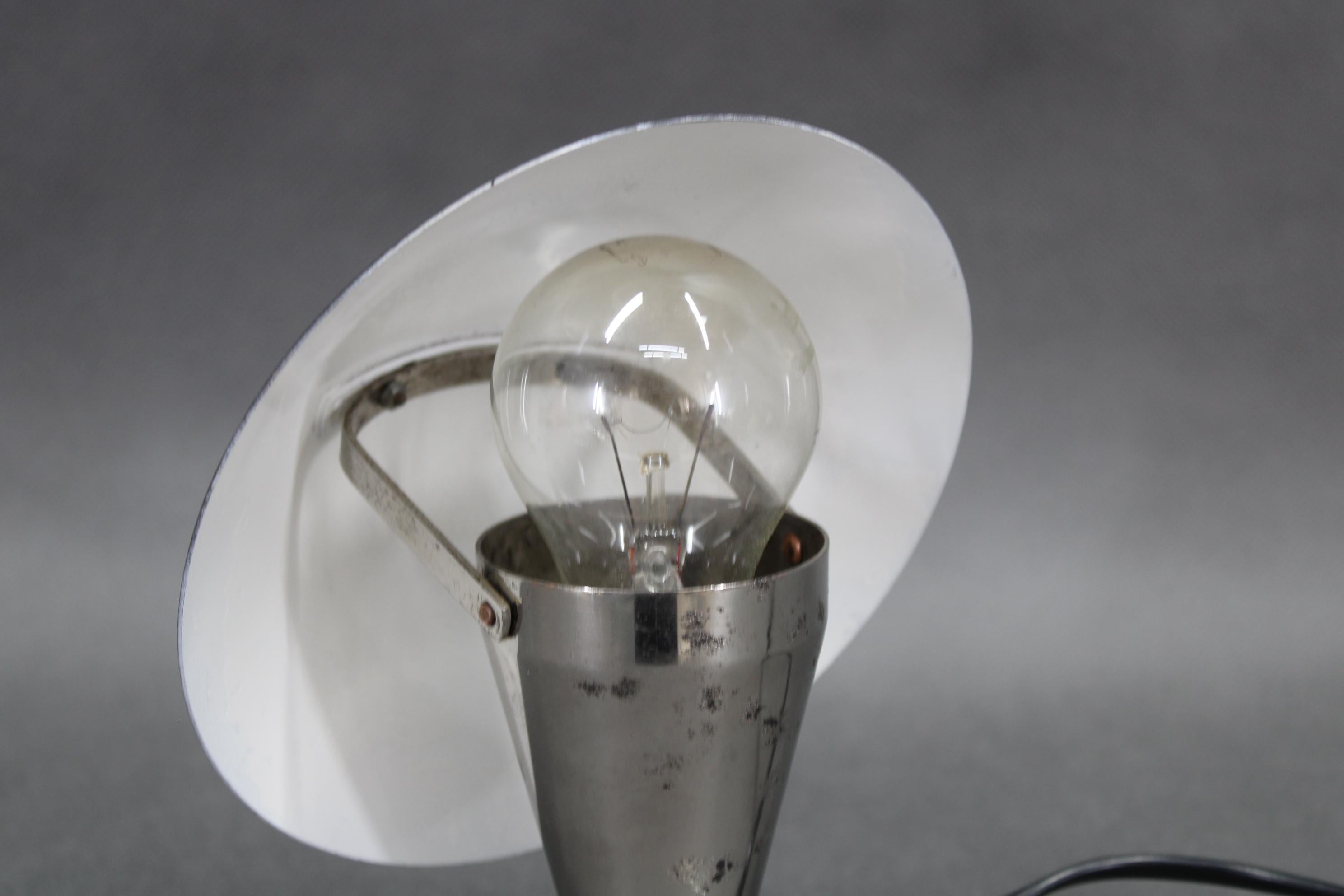 Cromo 1930s Bauhaus Table Lamp with Adjustable Shade, Czechoslovakia in vendita