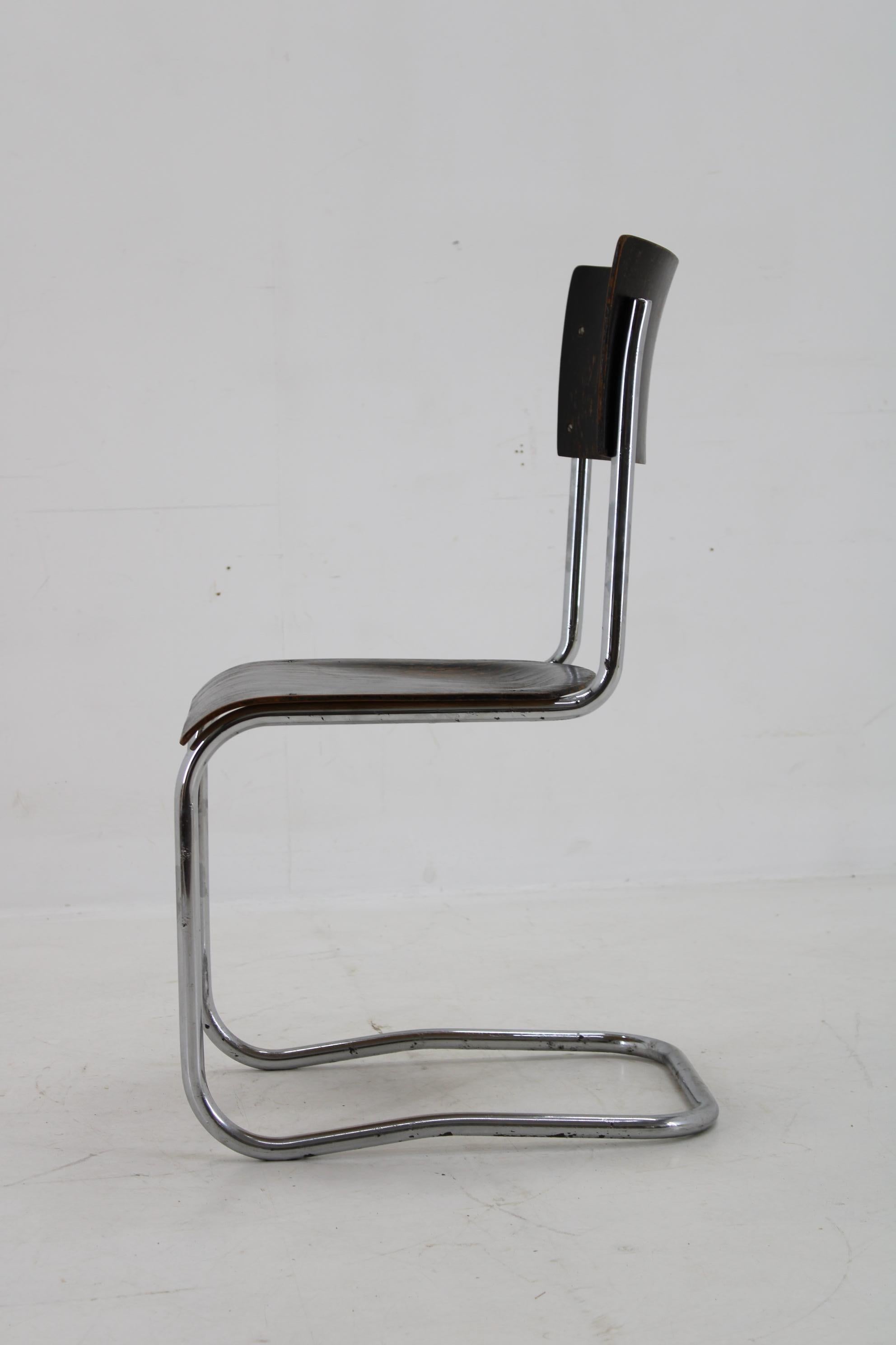 Chrome 1930s Bauhaus Tubular Chair by Robert Slezak , Czechoslovakia For Sale