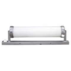 1930s Bauhaus Tubular Wall Light, Chrome & Creamy Glass, Czechoslovakia