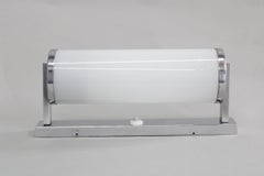 1930s Bauhaus Tubular Wall Light, Chrome & Glass, Czechoslovakia