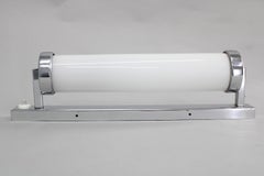 1930s Bauhaus Tubular Wall Light, Chrome & Glass, Czechoslovakia