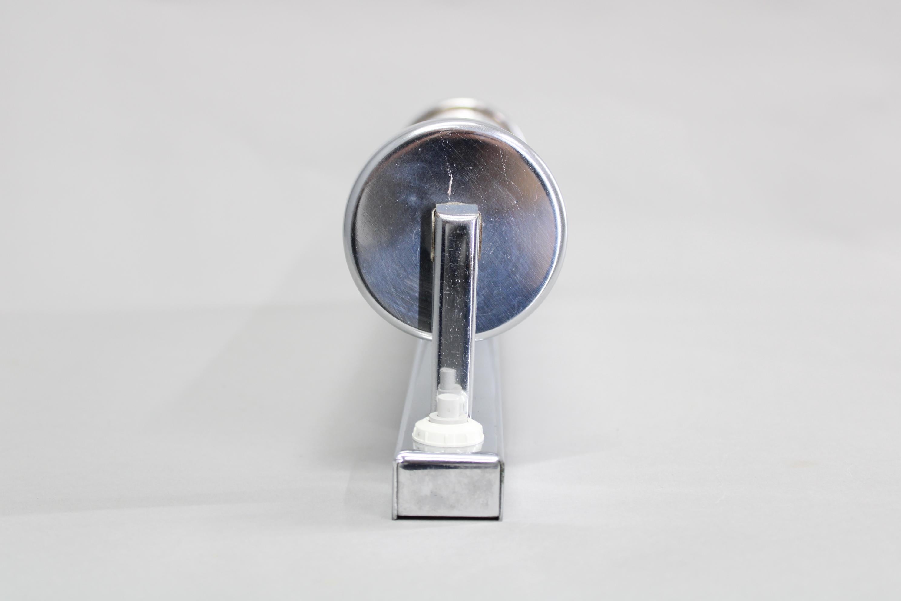 1930s Bauhaus Tubular Wall Light, Chrome & Glass, Czechoslovakia For Sale 2
