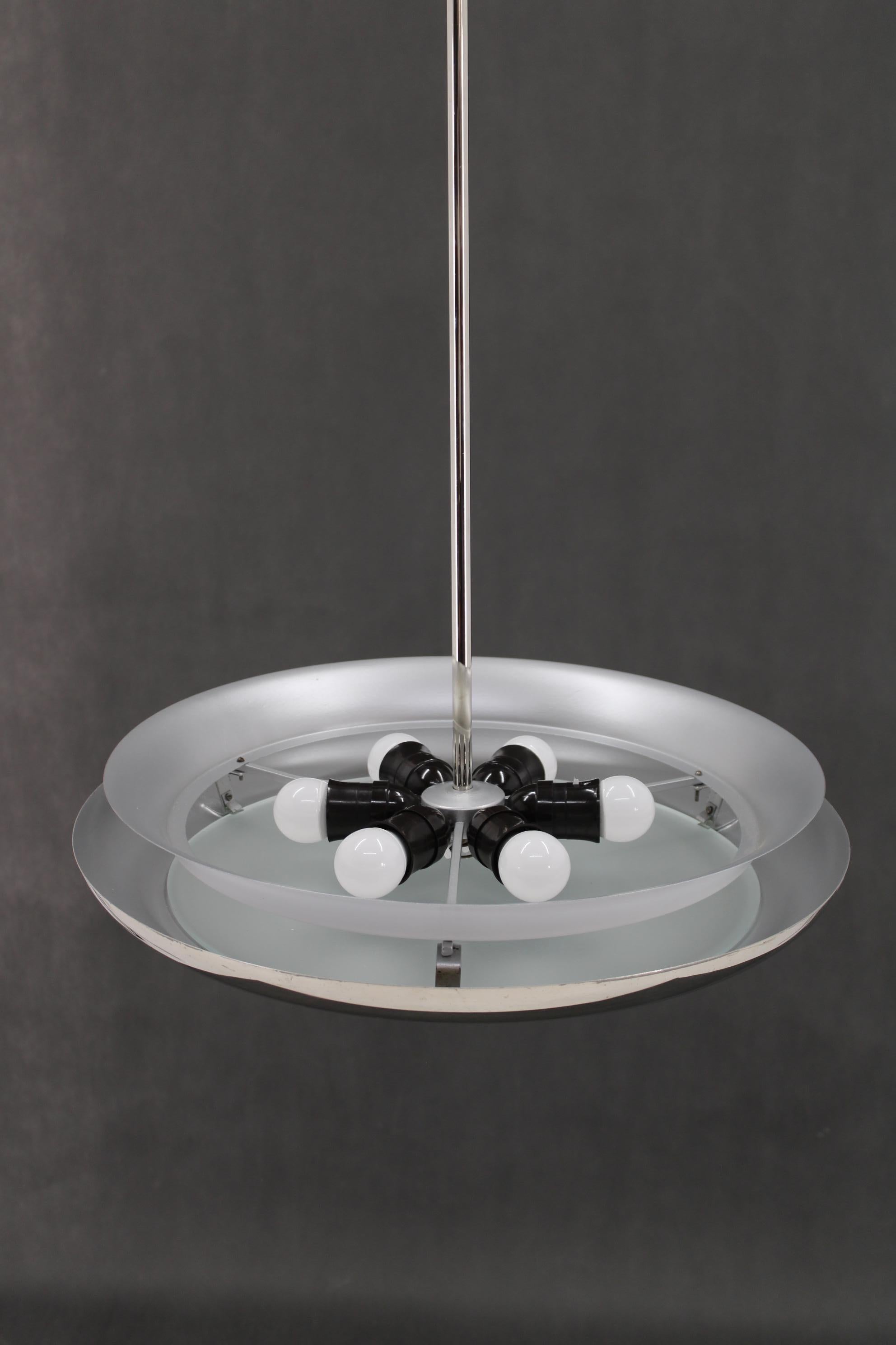 Bauhaus-Kronleuchter „UFO“ von Josef Hurka, Tschechoslowakei, 1930er Jahre (Mitte des 20. Jahrhunderts) im Angebot