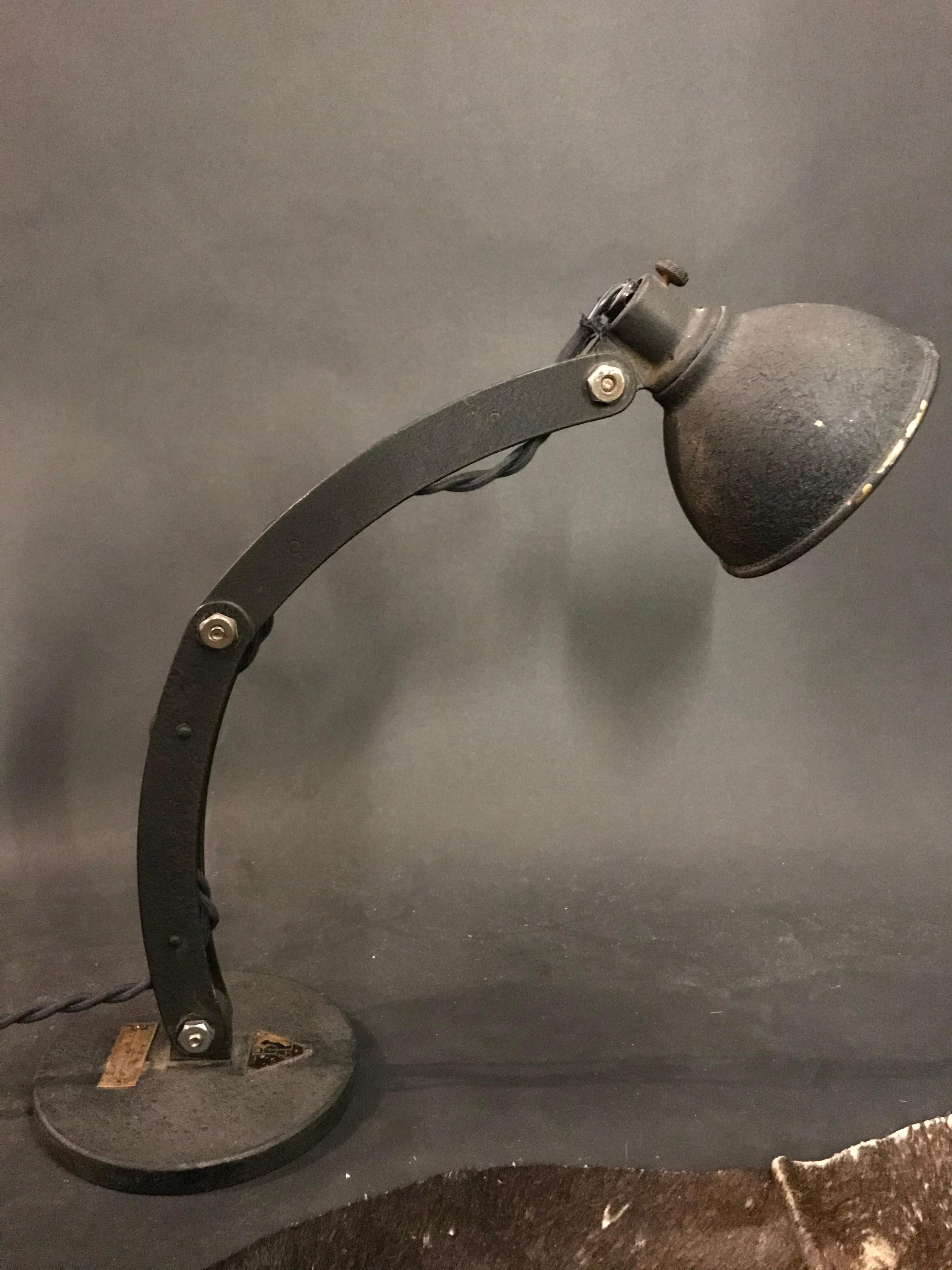 1930's Bausch and Lomb Articulating Task Lamp with Original Reflector For Sale 4